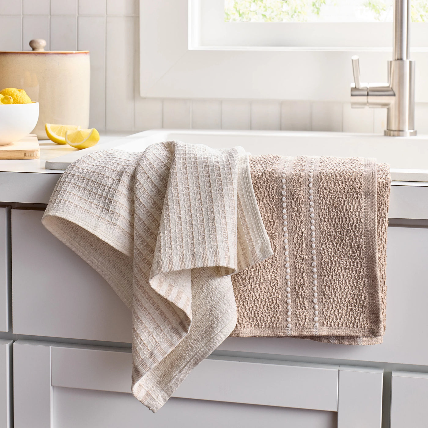 Latte Swirl Kitchen Towels 2-Pack, for Drying Dishes, Wiping Counters and Everyday Kitchen Cleaning, Durable Design for Daily Home Use