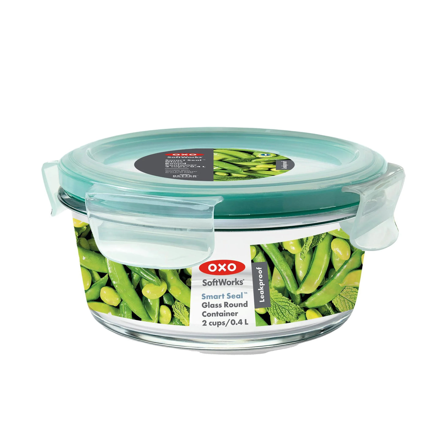 Smart Seal 2-Cup Round Glass Food Storage Container, Arctic Blue, for Pantry Organization, Meal Prep and Dry Food Storage