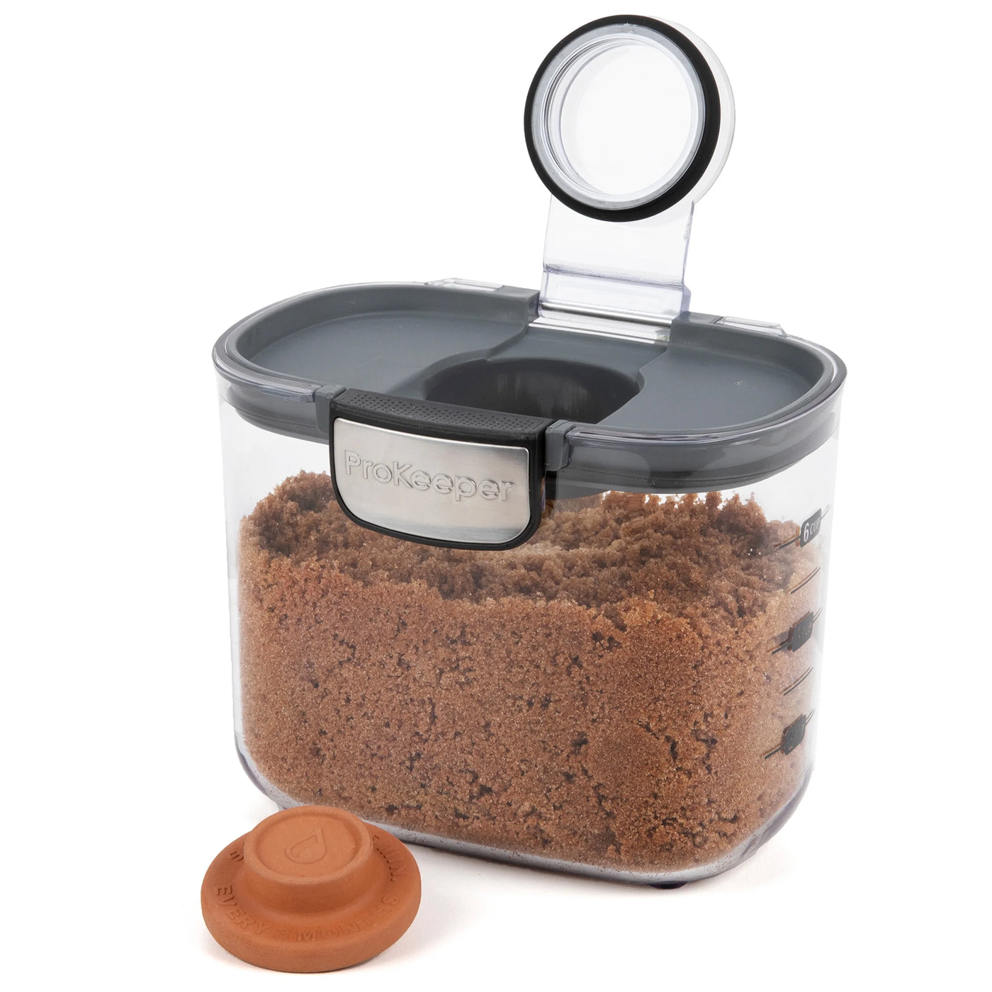 Brown Sugar + Airtight Container with Terra Cotta Stone for Food Storage, Made for Pantry Organization and Food Storage