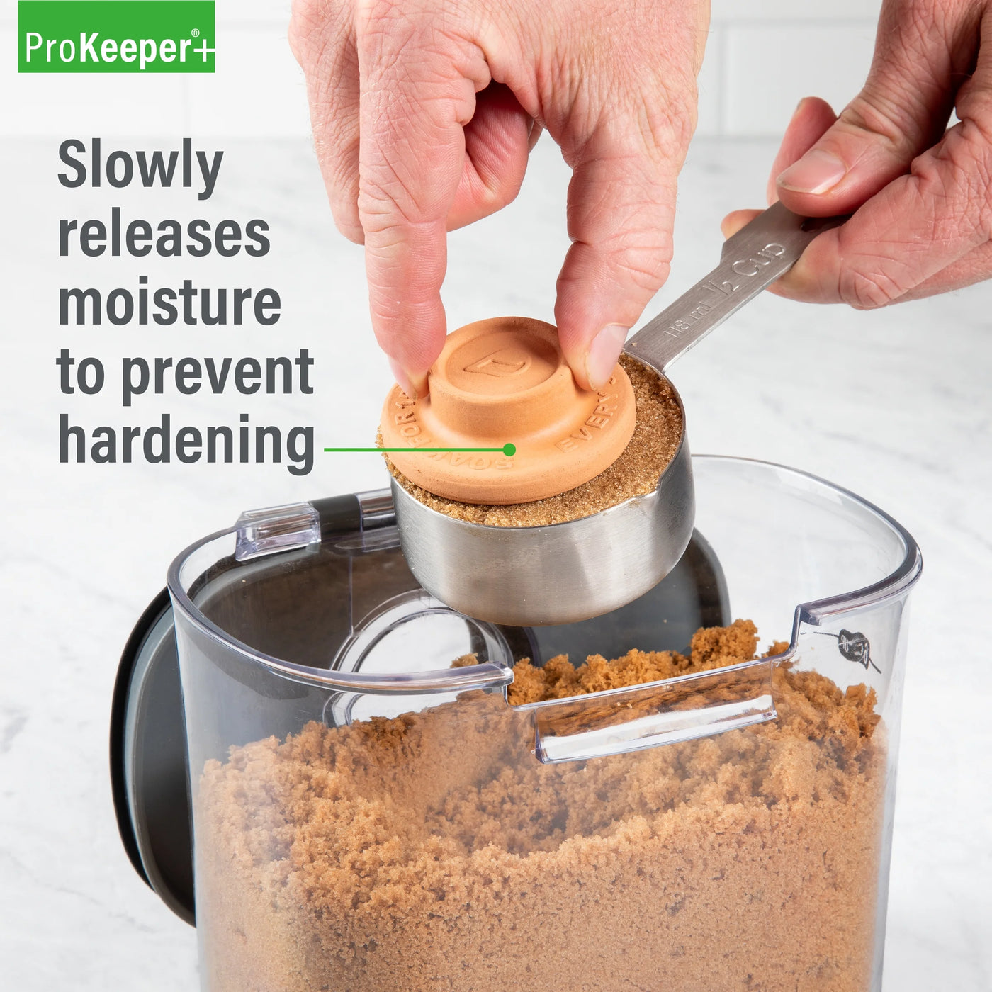 Brown Sugar + Airtight Container with Terra Cotta Stone for Food Storage, Made for Pantry Organization and Food Storage