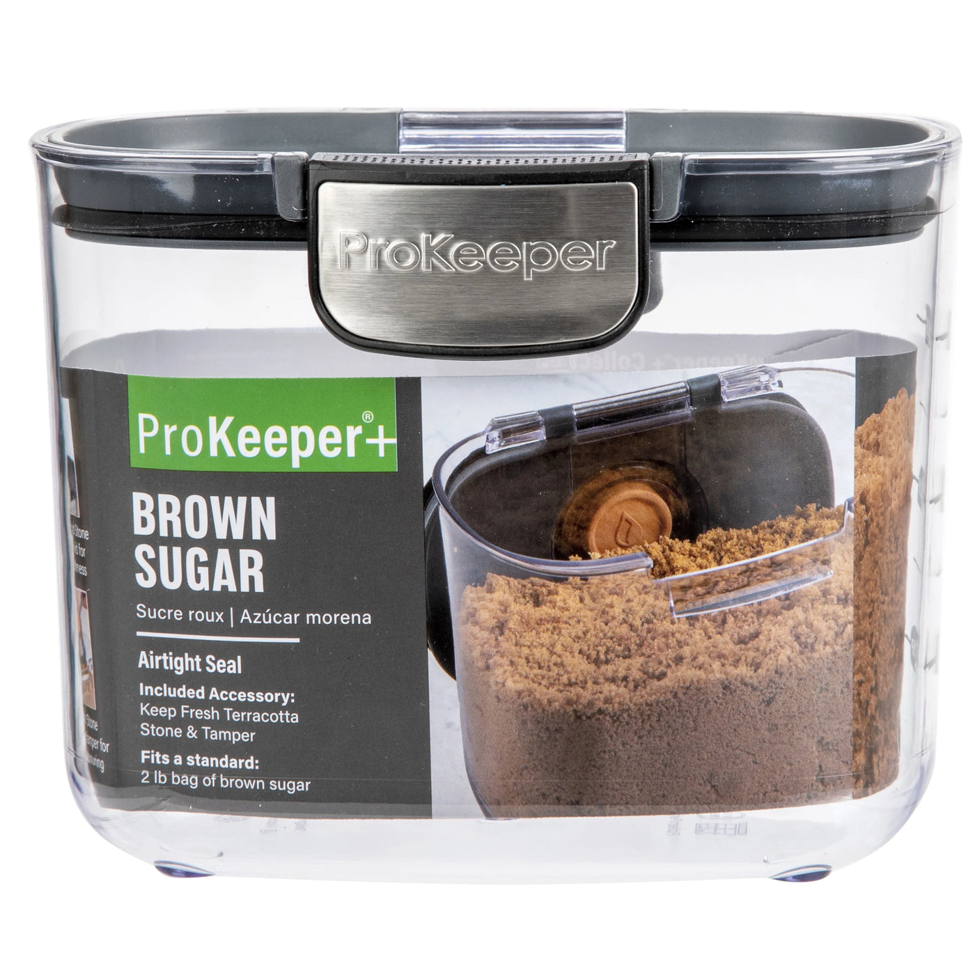 Brown Sugar + Airtight Container with Terra Cotta Stone for Food Storage, Made for Pantry Organization and Food Storage
