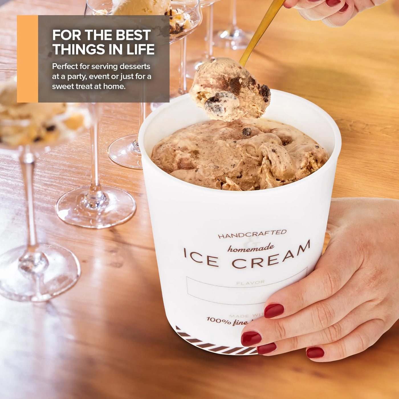 Stock Your Home 32oz Ice Cream Containers with Airtight Silicone Lids (2-pack) Reusable 2 Pint Ice Cream Container for Storing Gelato, Sorbet