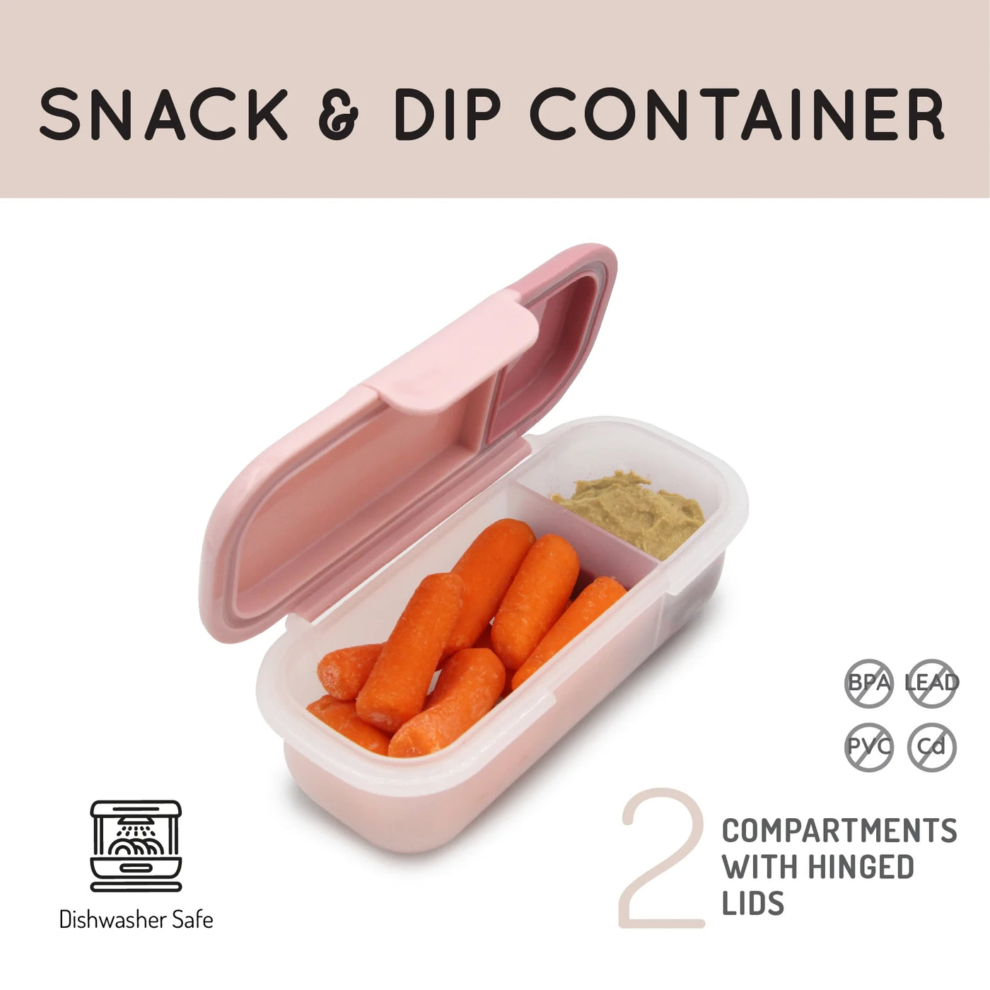 Melii 2-Compartment Snack Box, Plastic Food Storage Container in Blush and Berry, Perfect for Daily Lunch Packing
