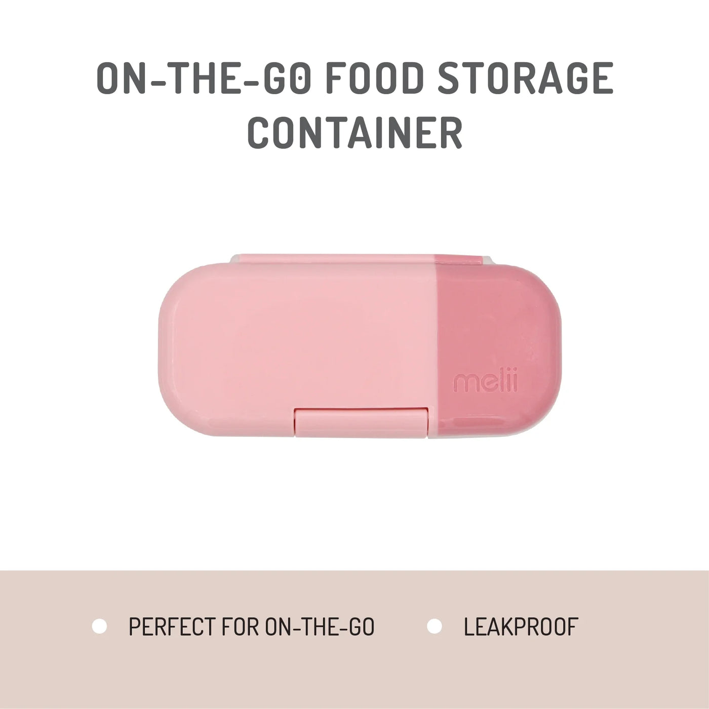 Melii 2-Compartment Snack Box, Plastic Food Storage Container in Blush and Berry, Perfect for Daily Lunch Packing