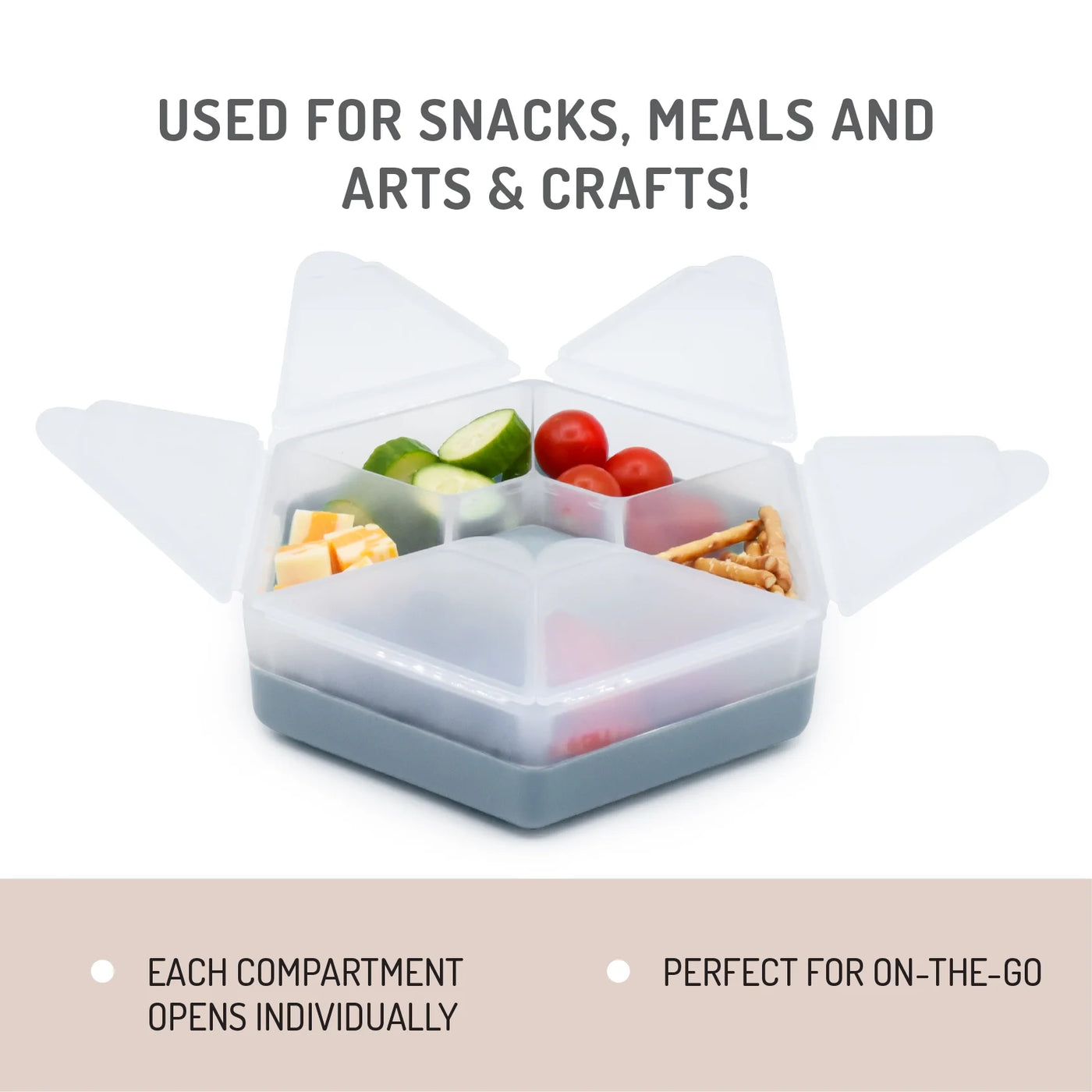 Melii Hexagon Snackle Box, 6 Compartment Snack Container, Slate Blue, for Pantry Organization, Meal Prep and Dry Food Storage