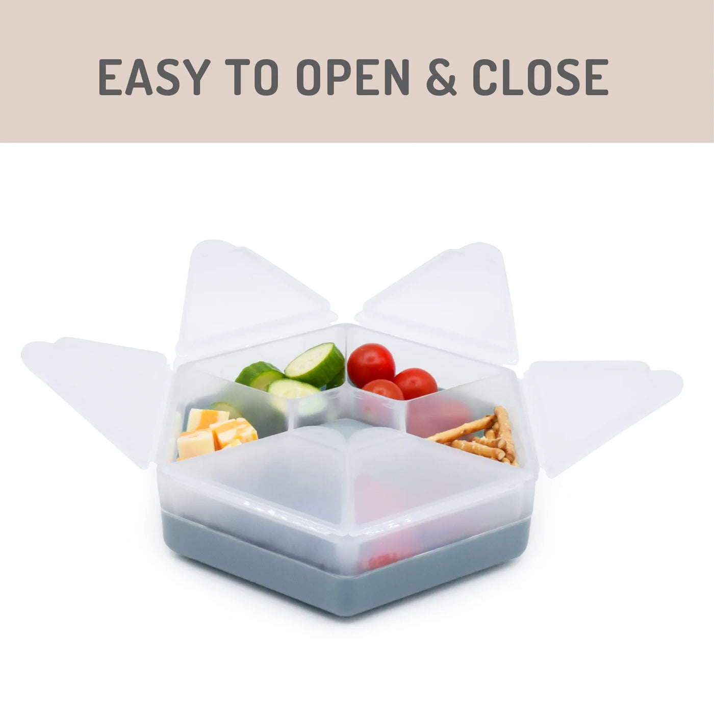 Melii Hexagon Snackle Box, 6 Compartment Snack Container, Slate Blue, for Pantry Organization, Meal Prep and Dry Food Storage
