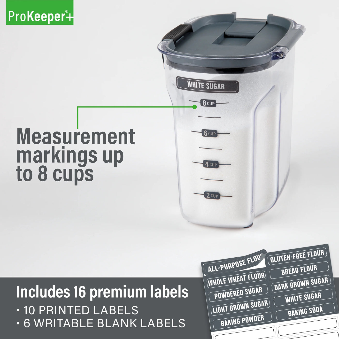 + 9-Piece Baker's Storage Container Set with Airtight Seal for Pantry Organization, for Pantry Organization, Meal Prep and Dry Food Storage
