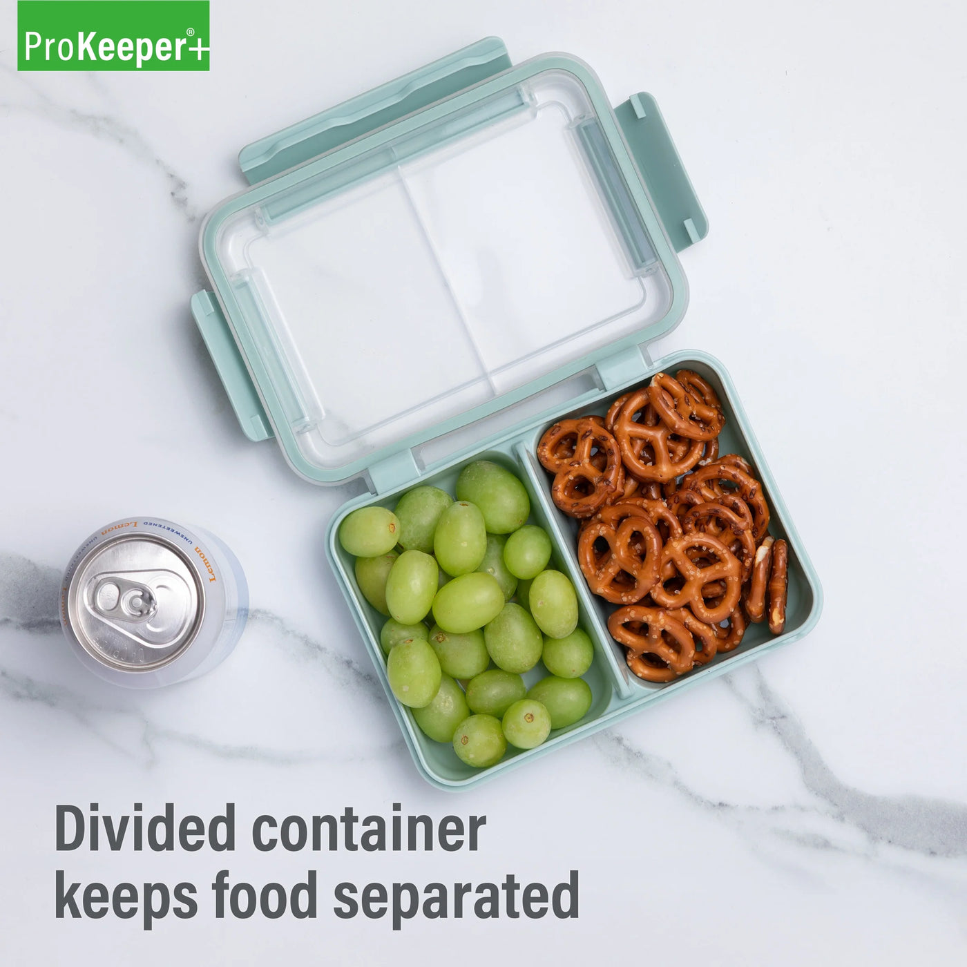 + Small Split to Go Plastic Food Container, for Pantry Organization, Meal Prep and Dry Food Storage, Durable Design for Daily Home Use