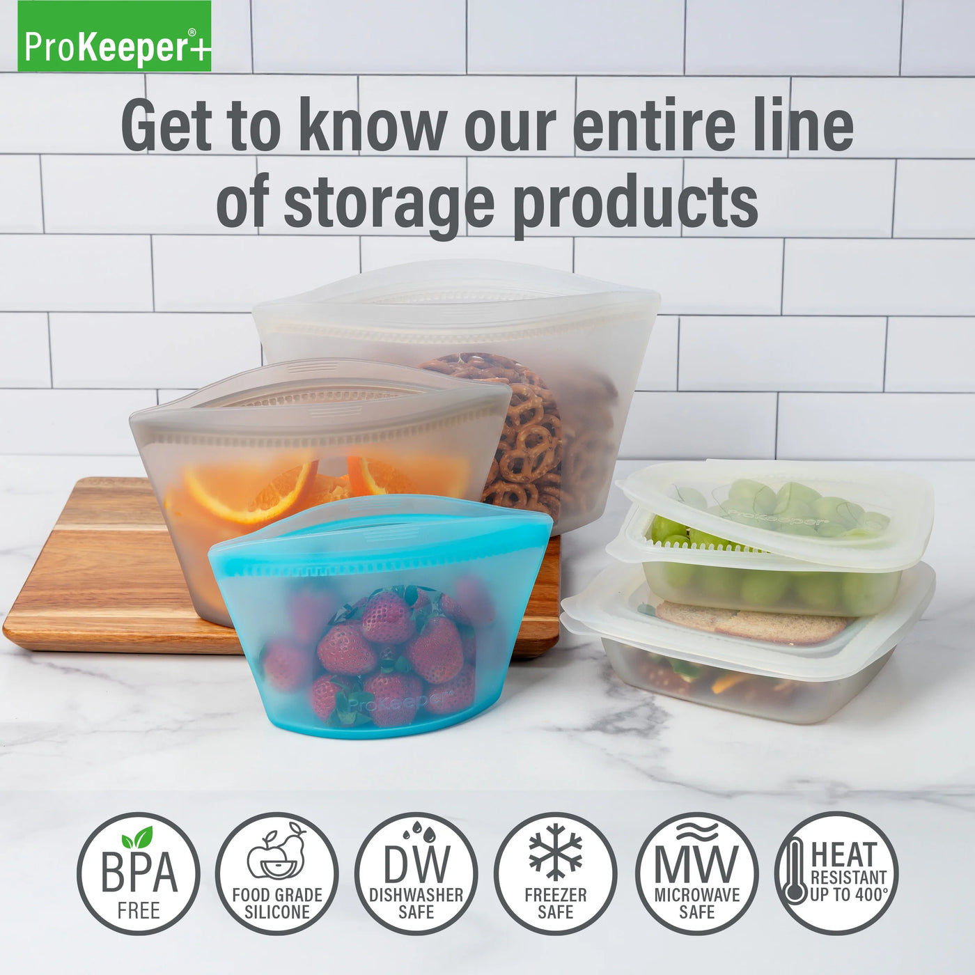 + 2 Cup Silicone Softbox, Ideal Use for Workday Meals and Travel, for Everyday Home Kitchen Cooking, Storage and Organization
