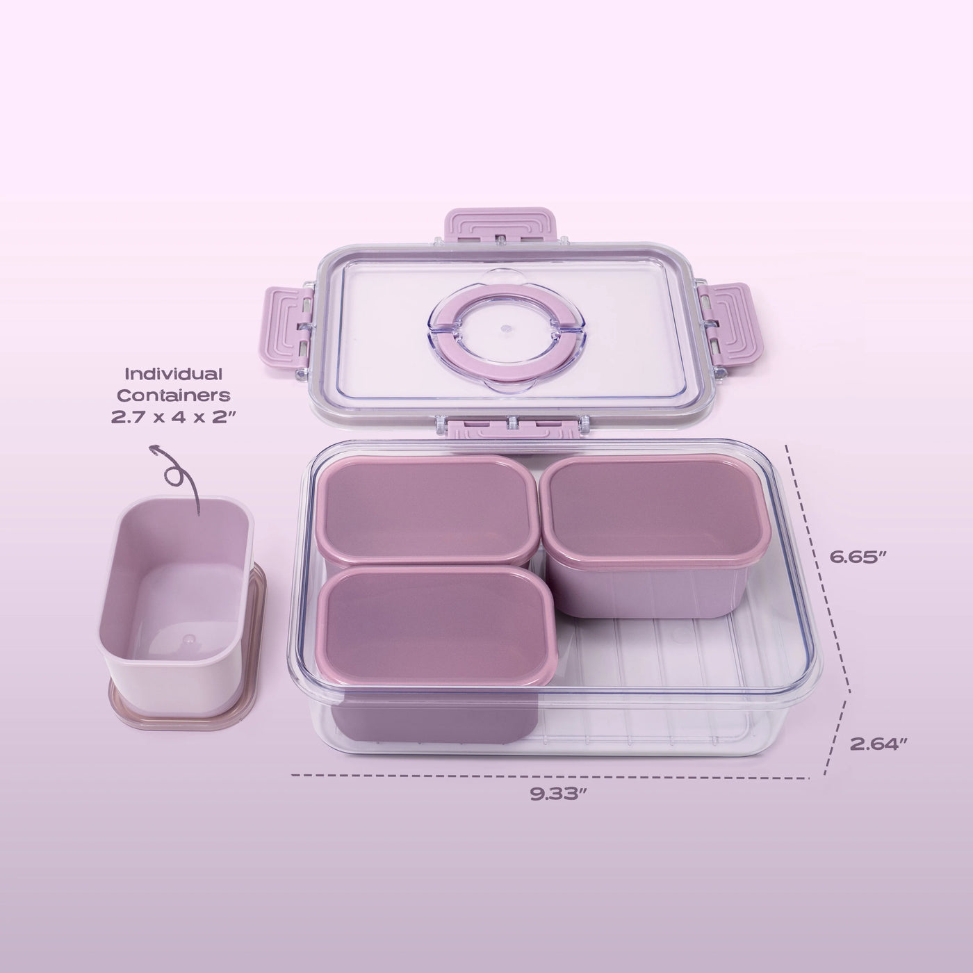 (2-pack) Cook with Color Purple Portable 4-Compartment Snack Food Storage Container, Portable and Dishwasher Safe with Ice Packs