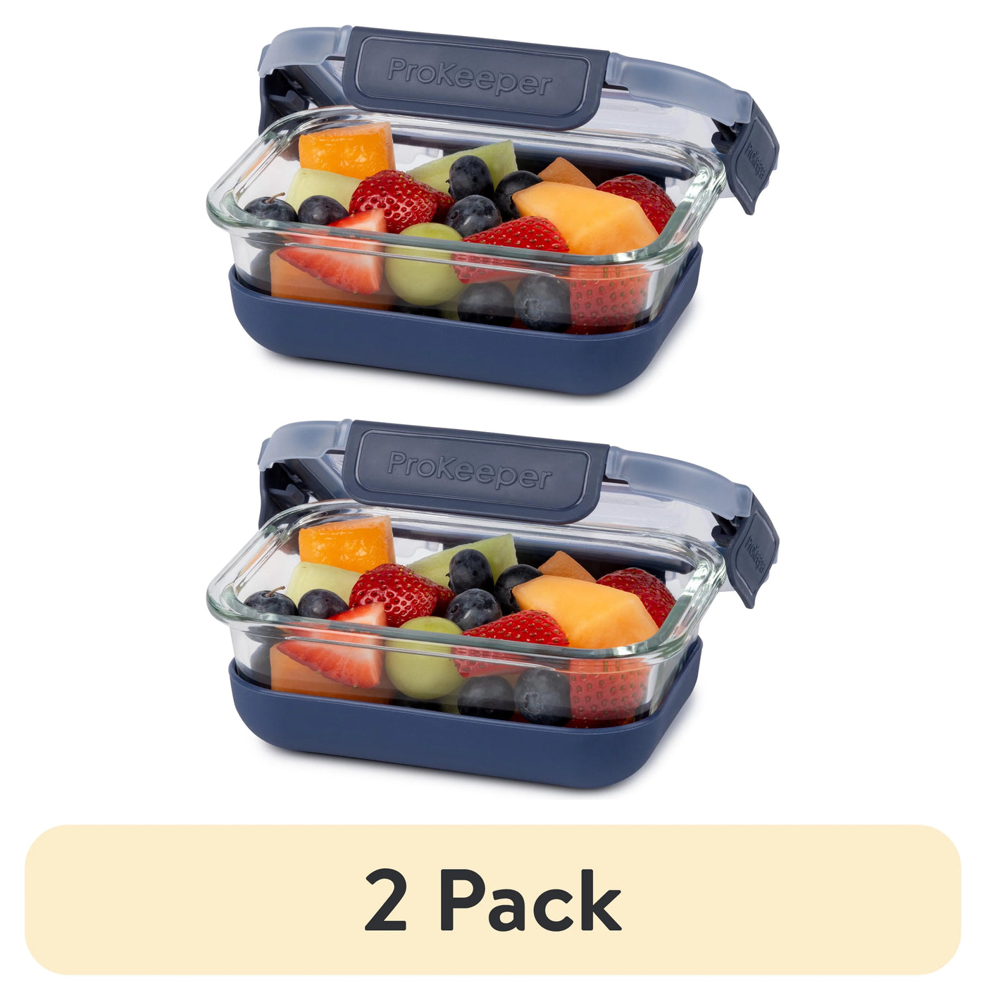 (2-pack) + 1.6 Cup Glass Food Storage Container with Silicone Base, Designed to Help with Pantry Storage and Everyday Organization