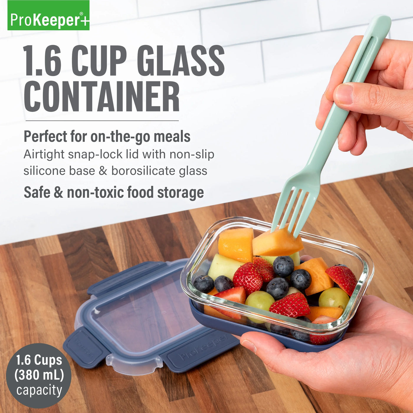 (2-pack) + 1.6 Cup Glass Food Storage Container with Silicone Base, Designed to Help with Pantry Storage and Everyday Organization