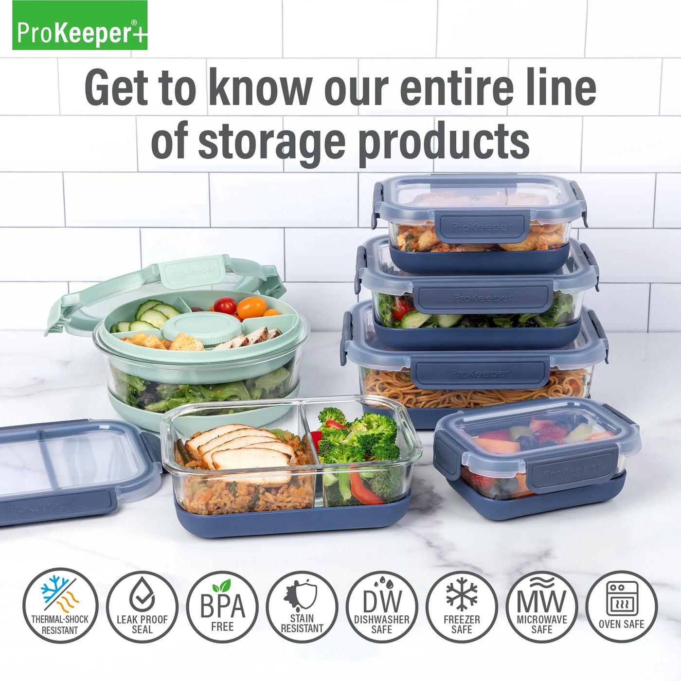 + 2.8 Cup Glass Food Storage Container with Silicone Base, Well Suited to Refrigerator Organization, for Pantry Organization