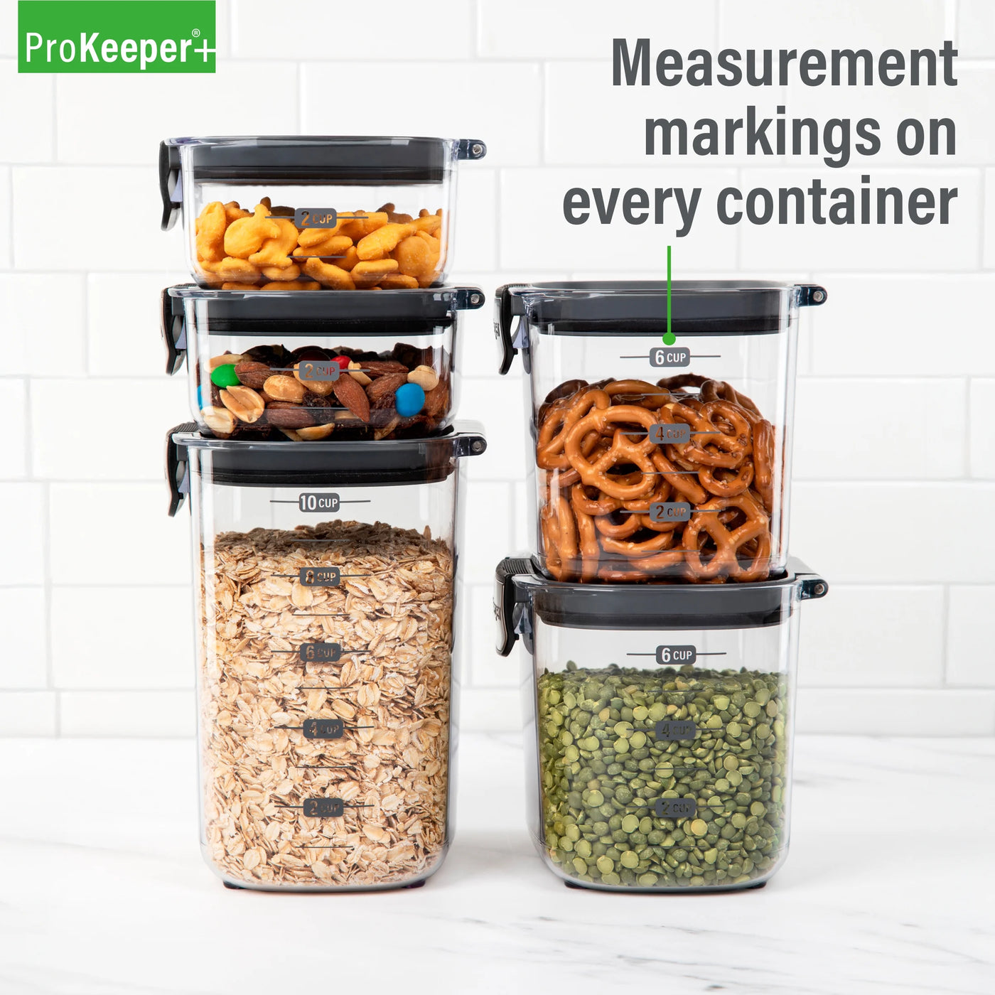 + Airtight 5-Piece BPA-FREE Pantry Storage Container Set, for Pantry Organization, Meal Prep and Dry Food Storage