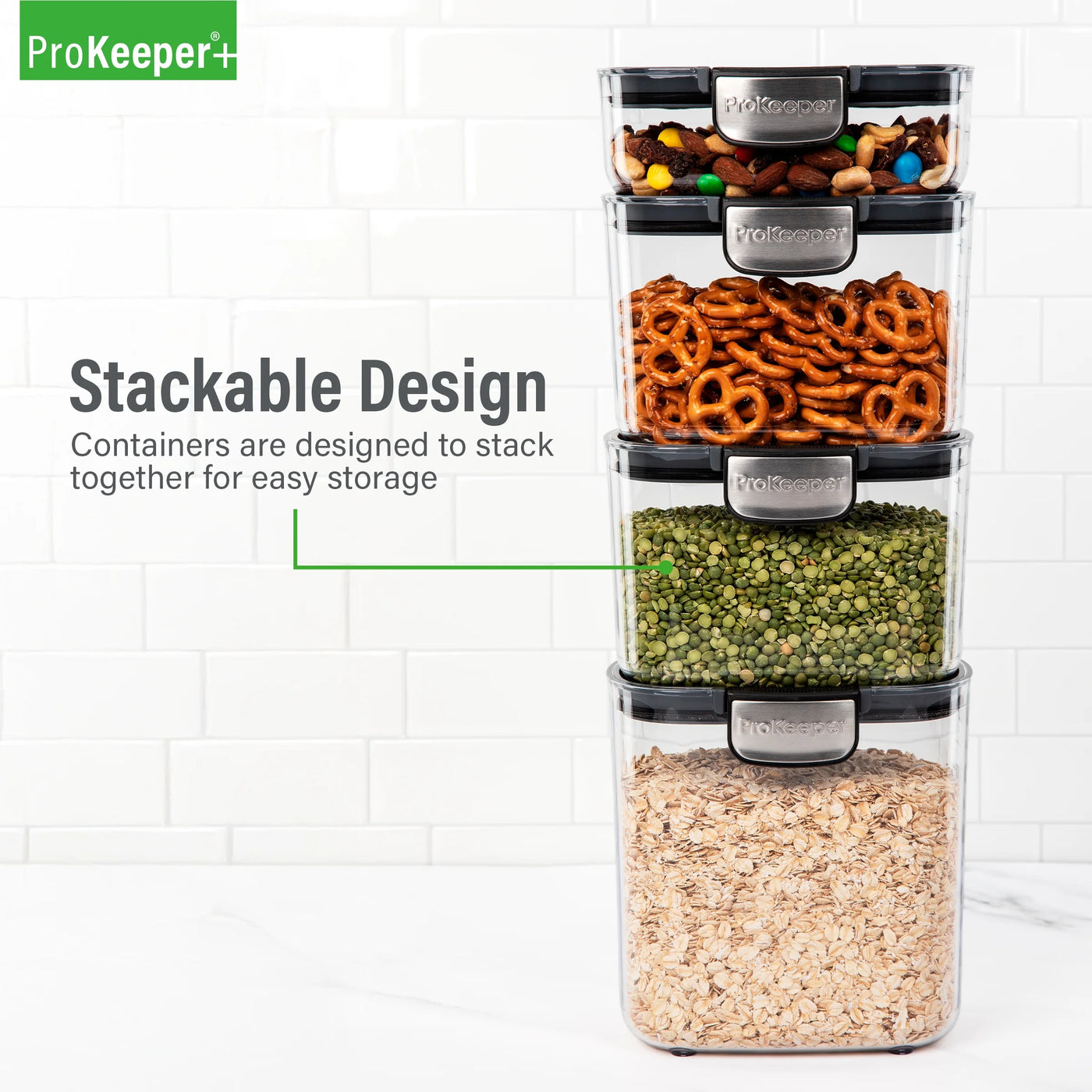 + Airtight 5-Piece BPA-FREE Pantry Storage Container Set, for Pantry Organization, Meal Prep and Dry Food Storage