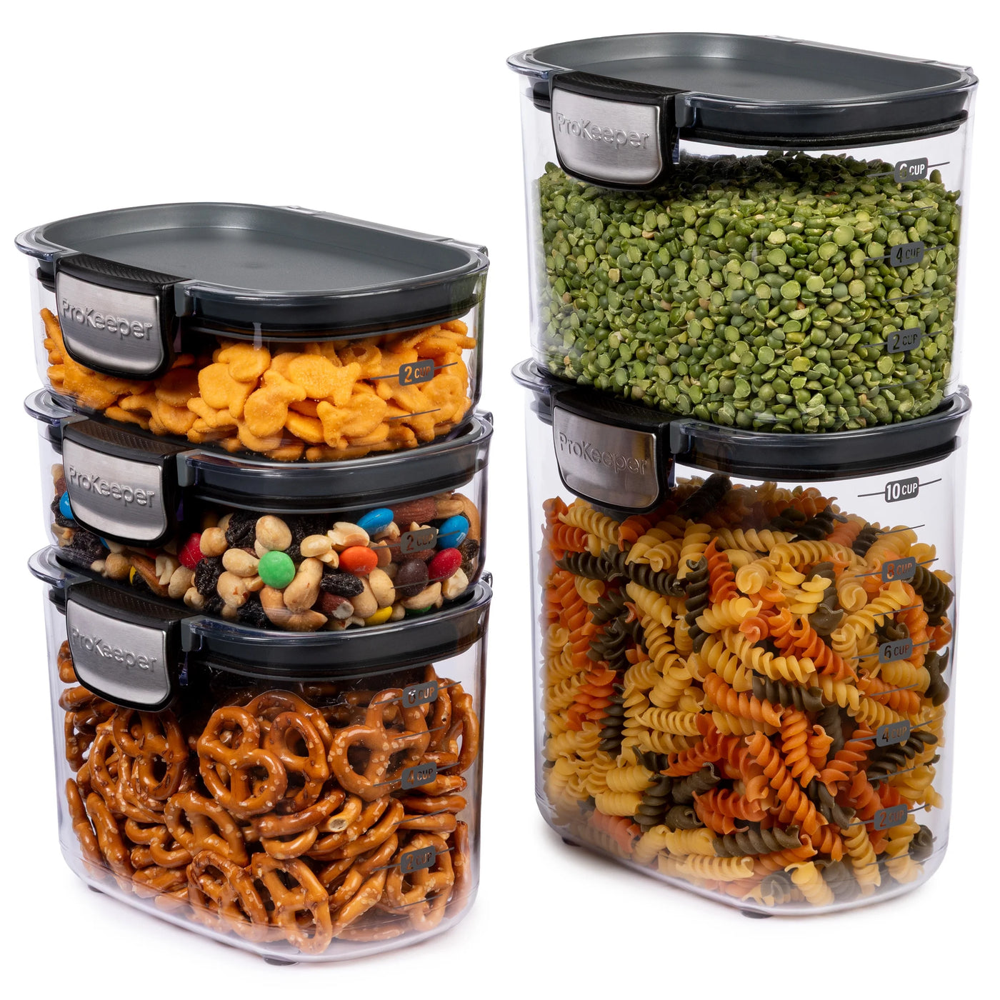 + Airtight 5-Piece BPA-FREE Pantry Storage Container Set, for Pantry Organization, Meal Prep and Dry Food Storage