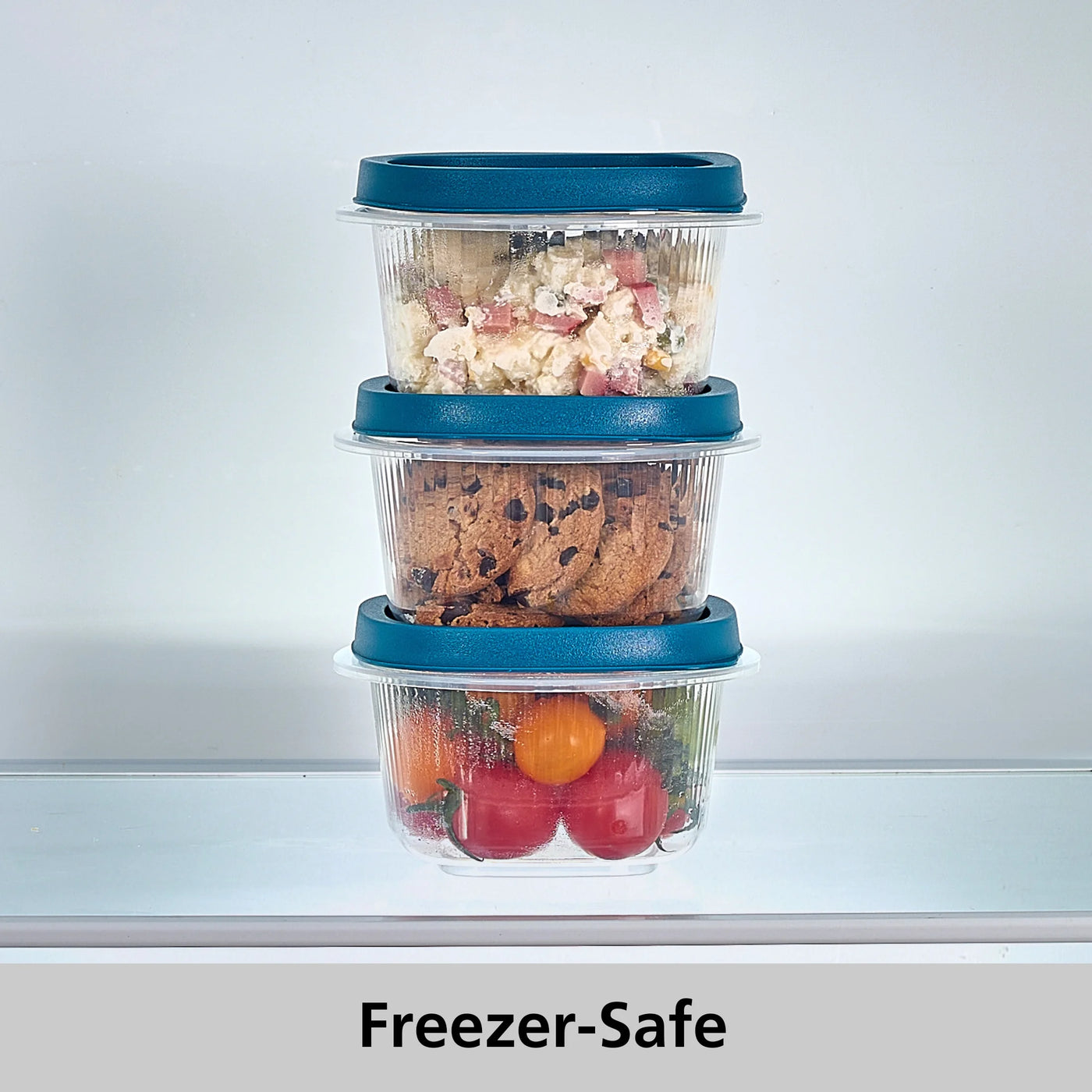 (2-pack) Reusable Food Storage Container, Small Square, Plastic, 3-Pack, 3 Containers with Lids, 2 Cups, Ideal for Snacks and Fresh Ingredients