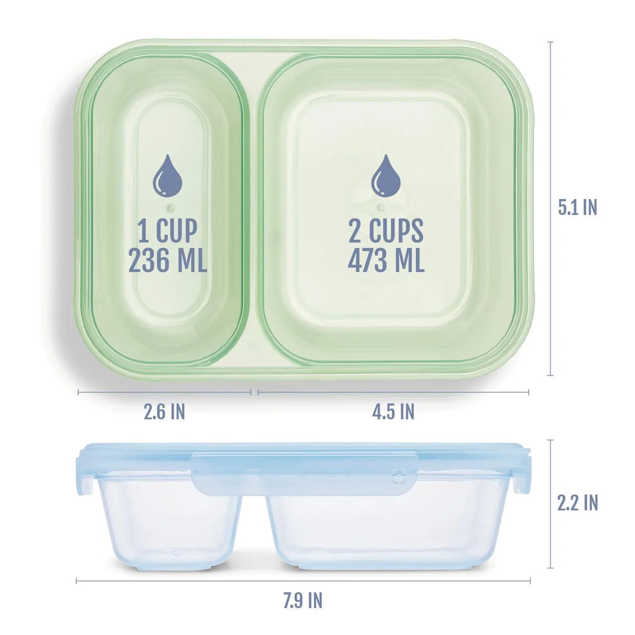 Snap and Nest Plastic 8-Piece Divided Meal Prep Set, Well Suited to Refrigerator Organization and Meal Preparation
