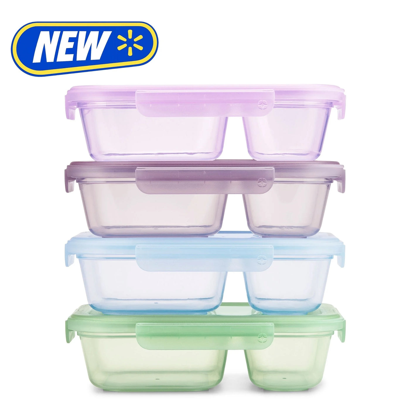 Snap and Nest Plastic 8-Piece Divided Meal Prep Set, Well Suited to Refrigerator Organization and Meal Preparation