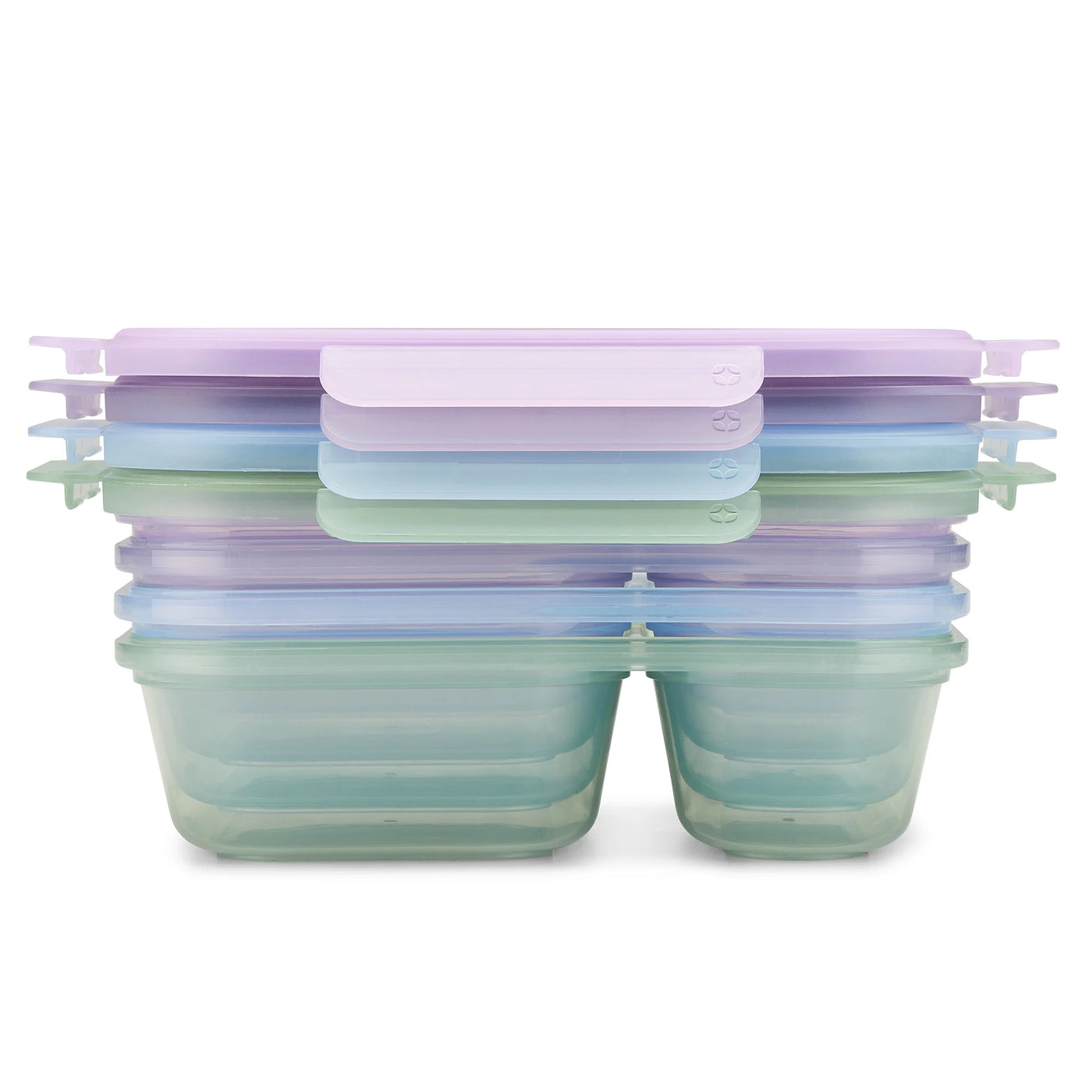 Snap and Nest Plastic 8-Piece Divided Meal Prep Set, Well Suited to Refrigerator Organization and Meal Preparation