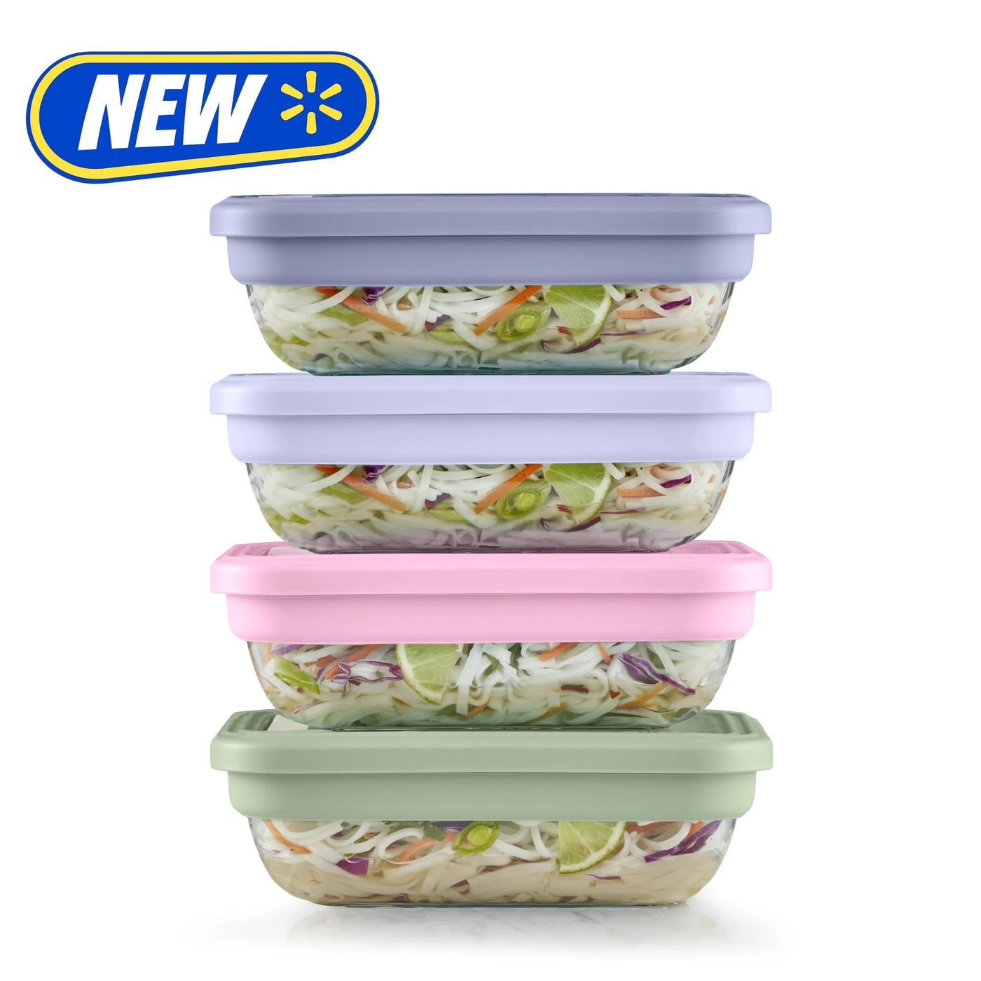 Fresh Stack Glass 3.7cup 8-Piece Meal Prep Set, Designed to Help with Everyday Organization, and Meal Preparation