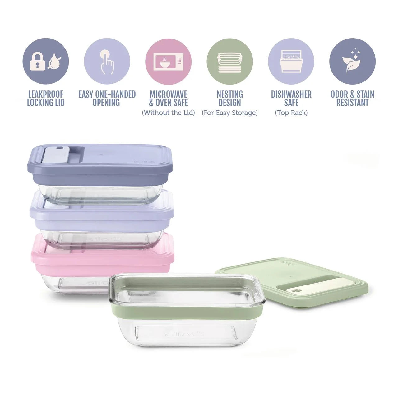 Fresh Stack Glass 3.7cup 8-Piece Meal Prep Set, Designed to Help with Everyday Organization, and Meal Preparation
