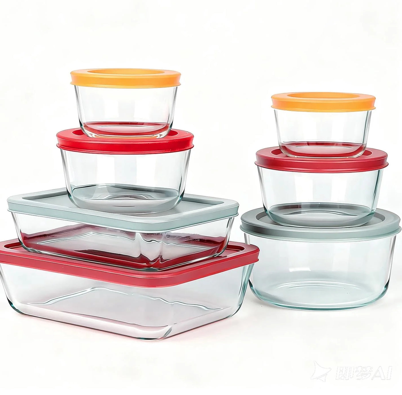 14-Piece Glass Food Storage Containers with Lids (7 Containers and 7 Lids), Stackable Meal Prep Lunch Boxes and Bowls, BPA-FREE Lids