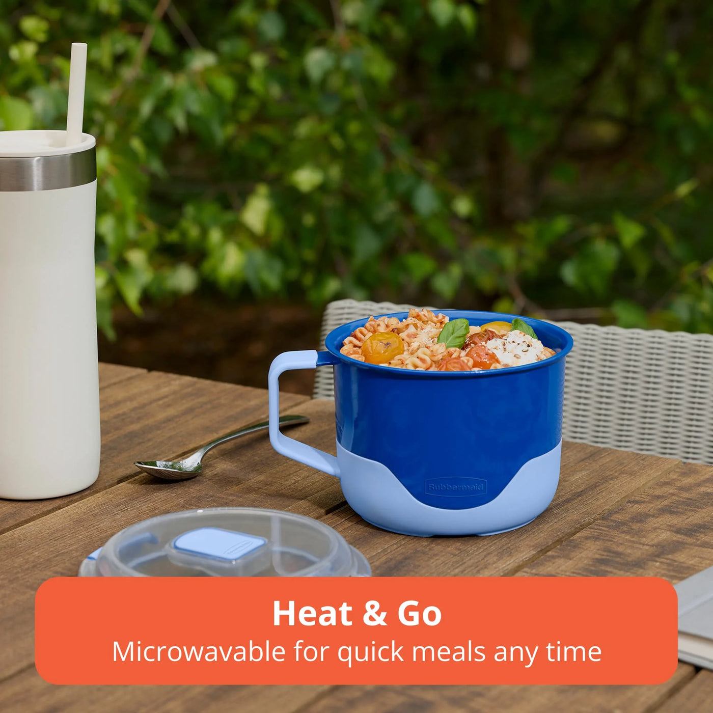 Rubbermaid Pack and Go 1.15 L Microwavable Noodle Bowl, 100% Leakproof Meal Prep Container, Dishwasher-safe and Microwave-safe
