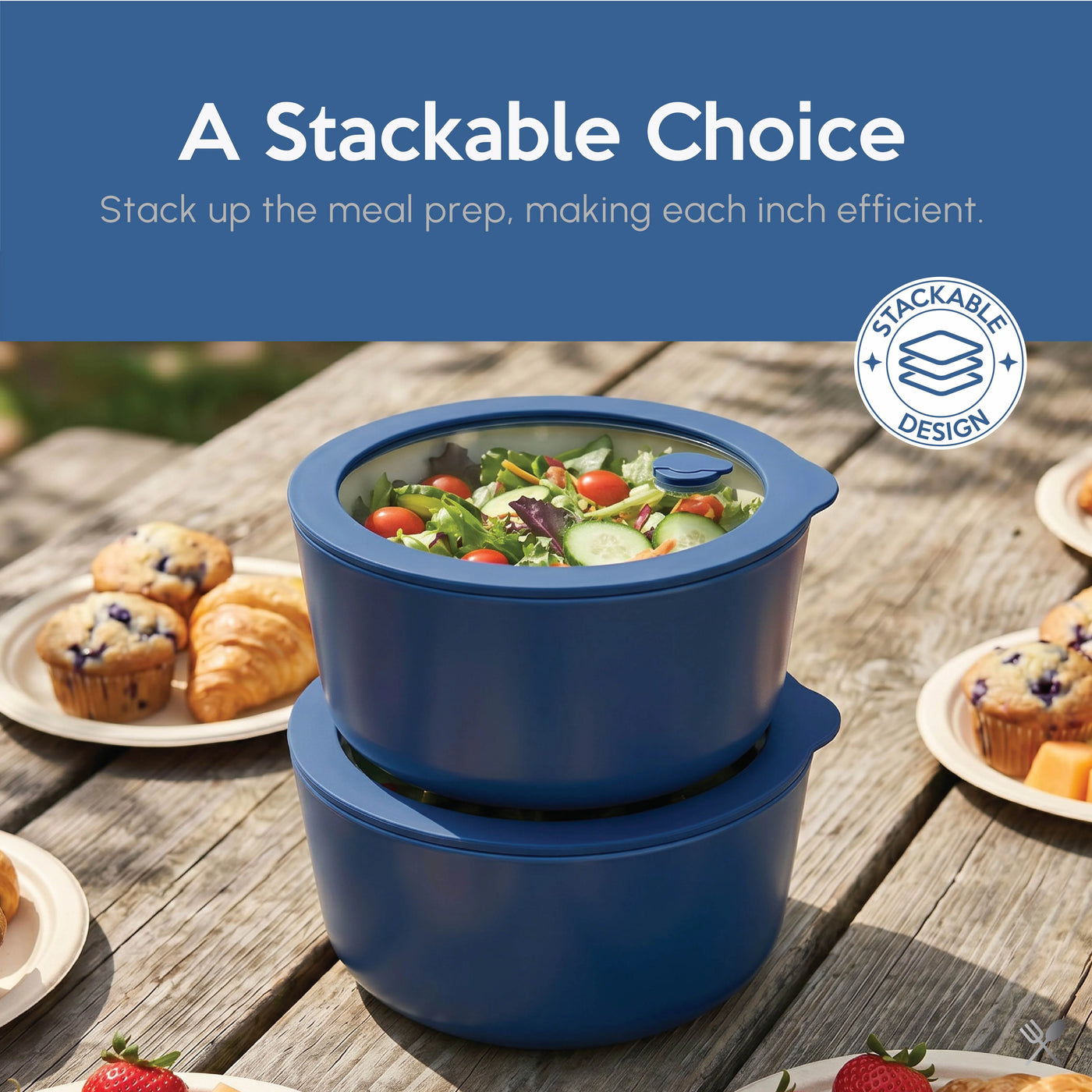 Just Cook Ceramic Glass 7-Cup Round Food Storage Container for Meal Prep and Lunches, Large, for Pantry Organization, Meal Prep and Dry Food Storage