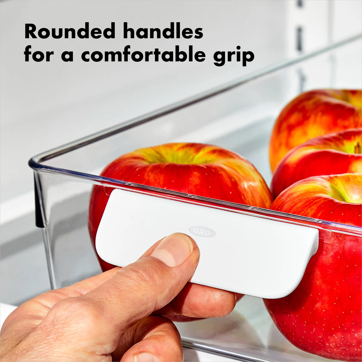 Refrigerator Organizer Container with Handle, 8-Inch X 10-Inch, Clear, for Pantry Organization, Meal Prep and Dry Food Storage