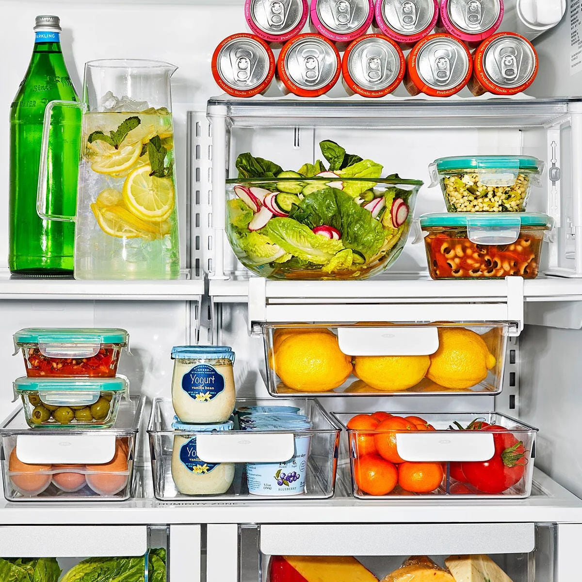 Refrigerator Organizer Container with Handle, 8-Inch X 10-Inch, Clear, for Pantry Organization, Meal Prep and Dry Food Storage