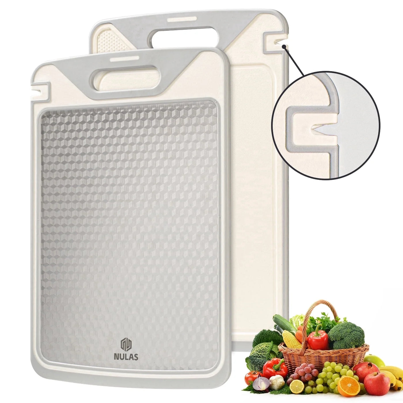 Cutting Board, Cutting Board with Knife Sharpener Double Sided Food Grade, Non-slip Large 15.1x10.2 Inch Kitchen Chopping Board