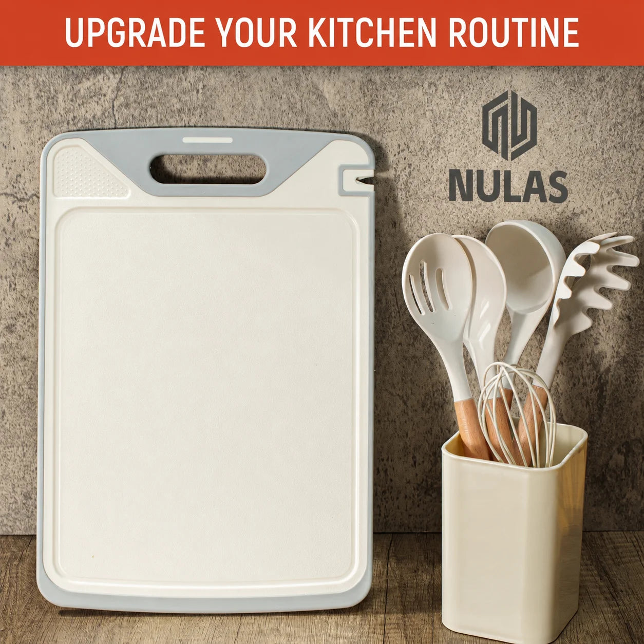 Cutting Board, Cutting Board with Knife Sharpener Double Sided Food Grade, Non-slip Large 15.1x10.2 Inch Kitchen Chopping Board
