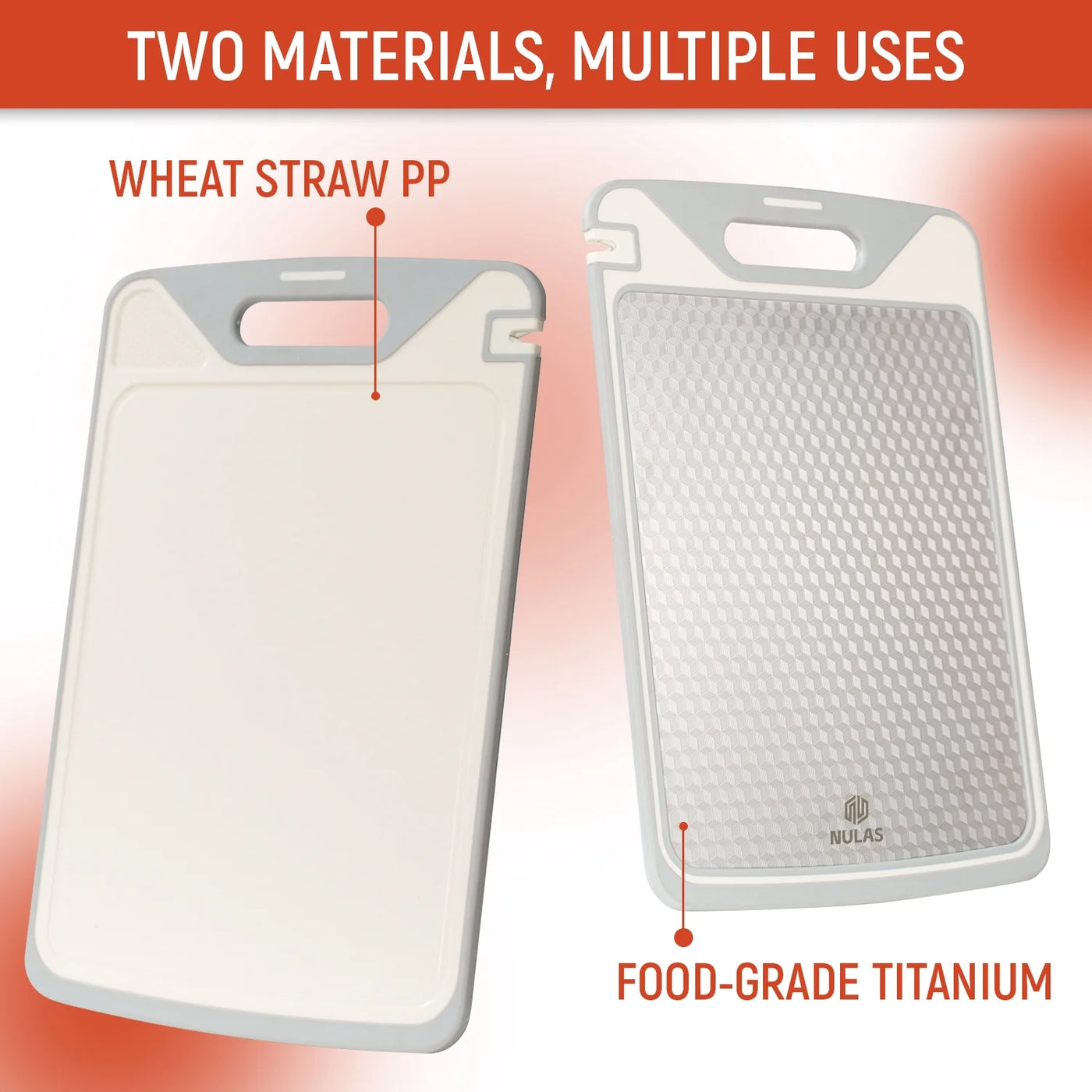 Cutting Board, Cutting Board with Knife Sharpener Double Sided Food Grade, Non-slip Large 15.1x10.2 Inch Kitchen Chopping Board