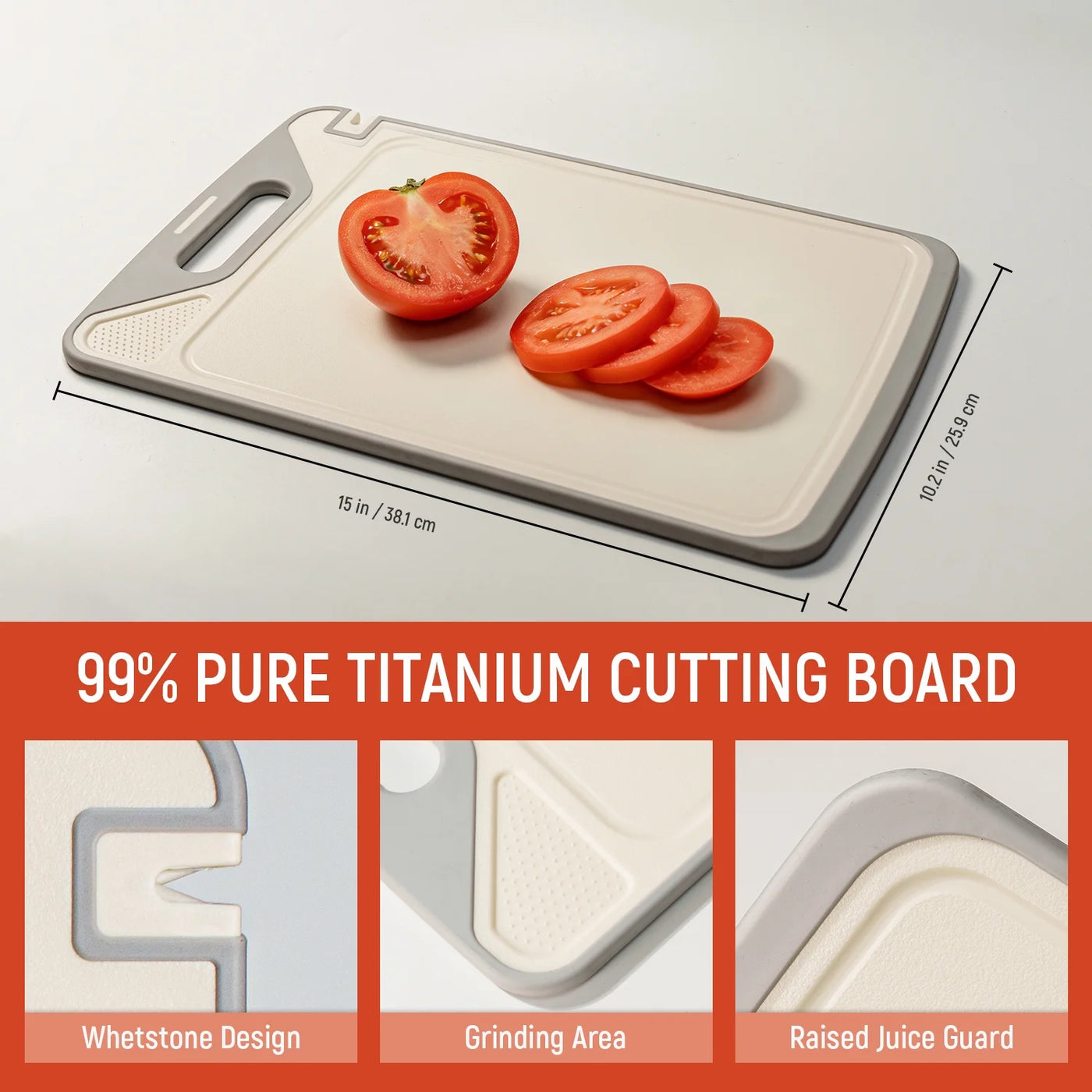Cutting Board, Cutting Board with Knife Sharpener Double Sided Food Grade, Non-slip Large 15.1x10.2 Inch Kitchen Chopping Board