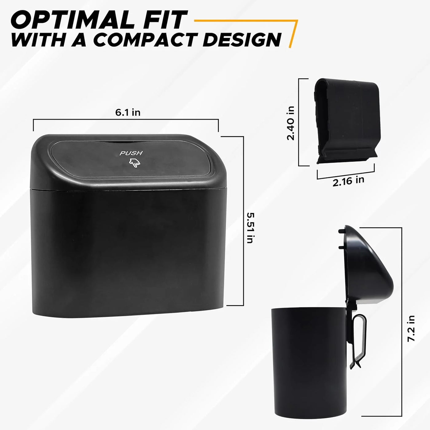 Mini Car Trash Can with Lid (2-pack) | Portable Leakproof Car Trash Bin for Side Door and Back Seat | Car Garbage Organizer with 10 Trash Bag Rolls |