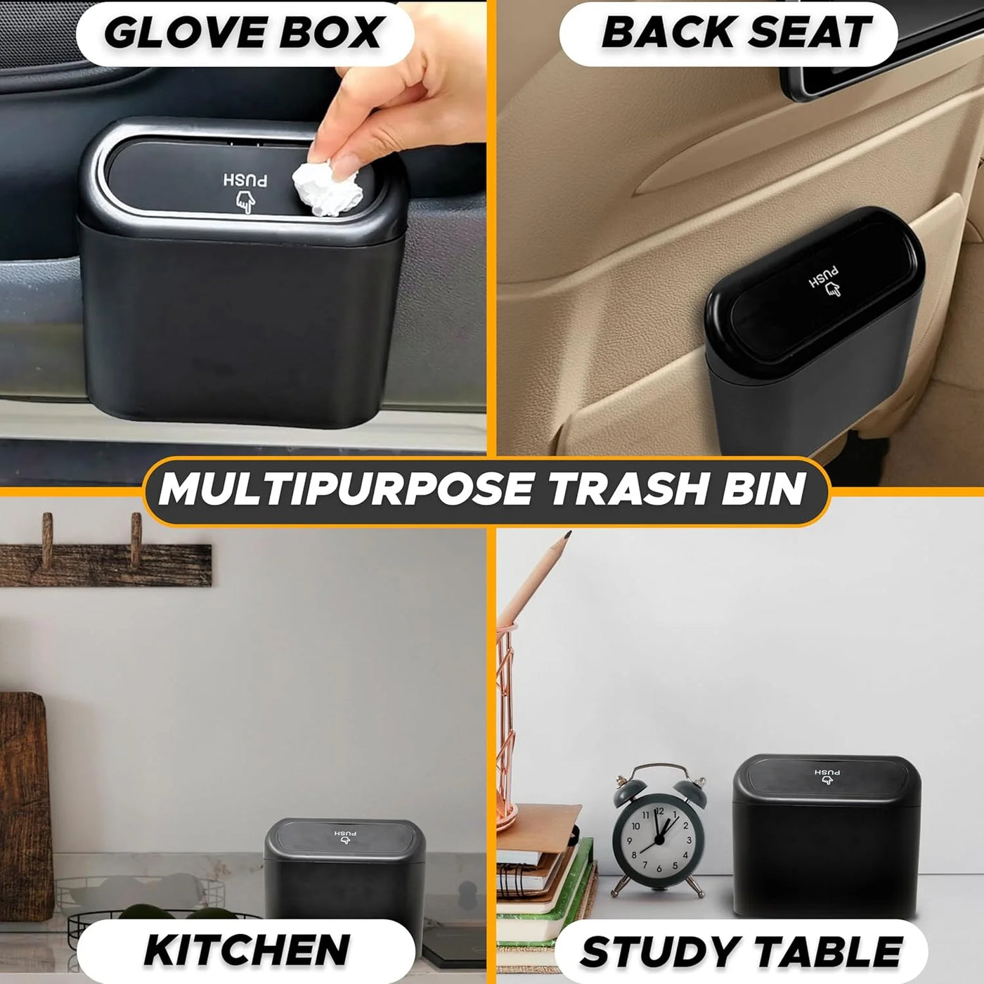 Mini Car Trash Can with Lid (2-pack) | Portable Leakproof Car Trash Bin for Side Door and Back Seat | Car Garbage Organizer with 10 Trash Bag Rolls |