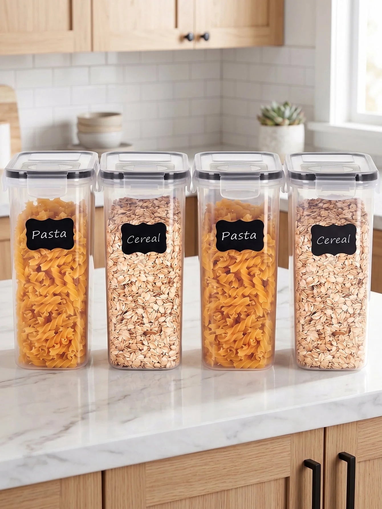 Kitchen Cereal Containers Storage Set with Lids, 4-Pack 2.5L/84.53OZ Airtight Food Storage Containers