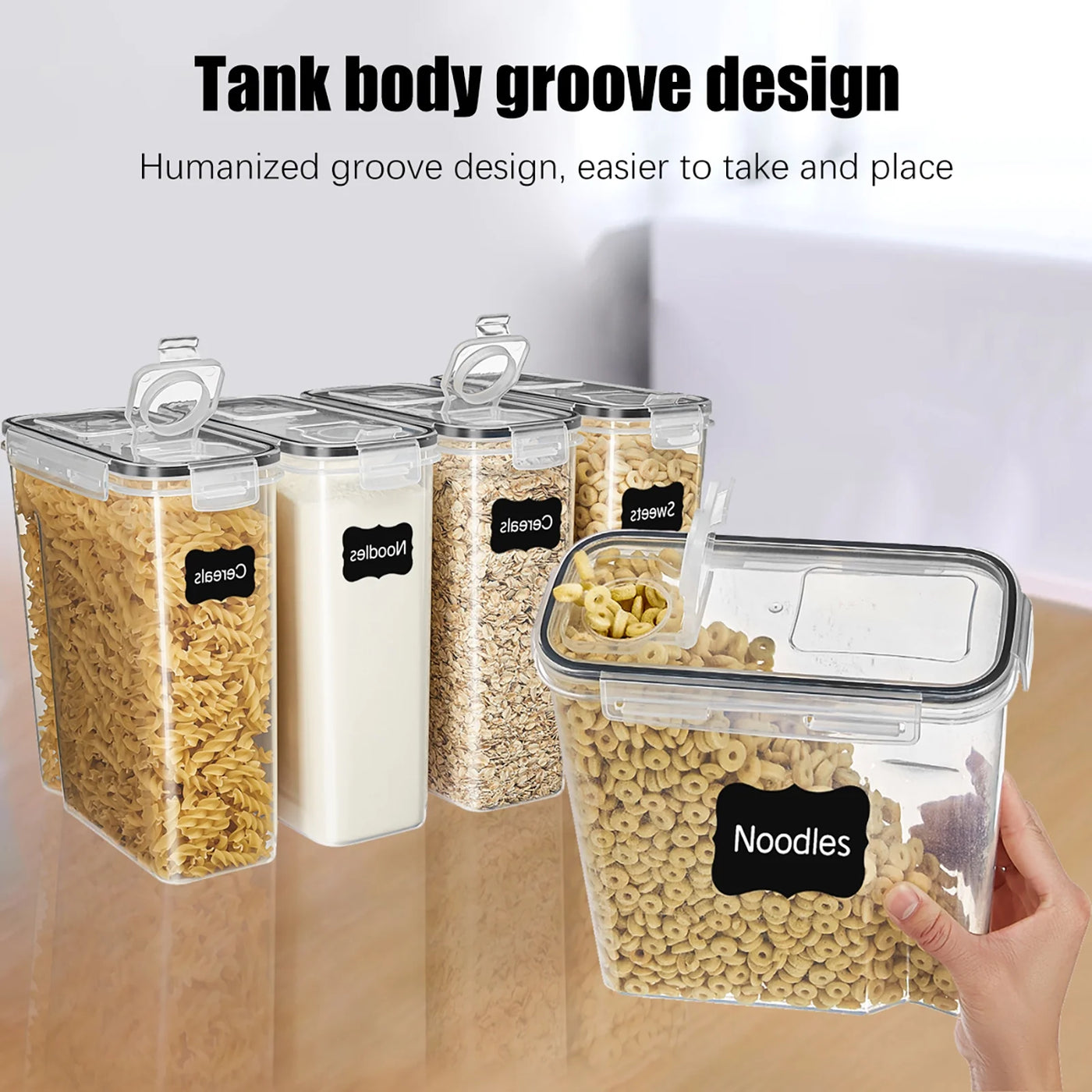 Kitchen Cereal Containers Storage Set with Lids, 4-Pack 2.5L/84.53OZ Airtight Food Storage Containers