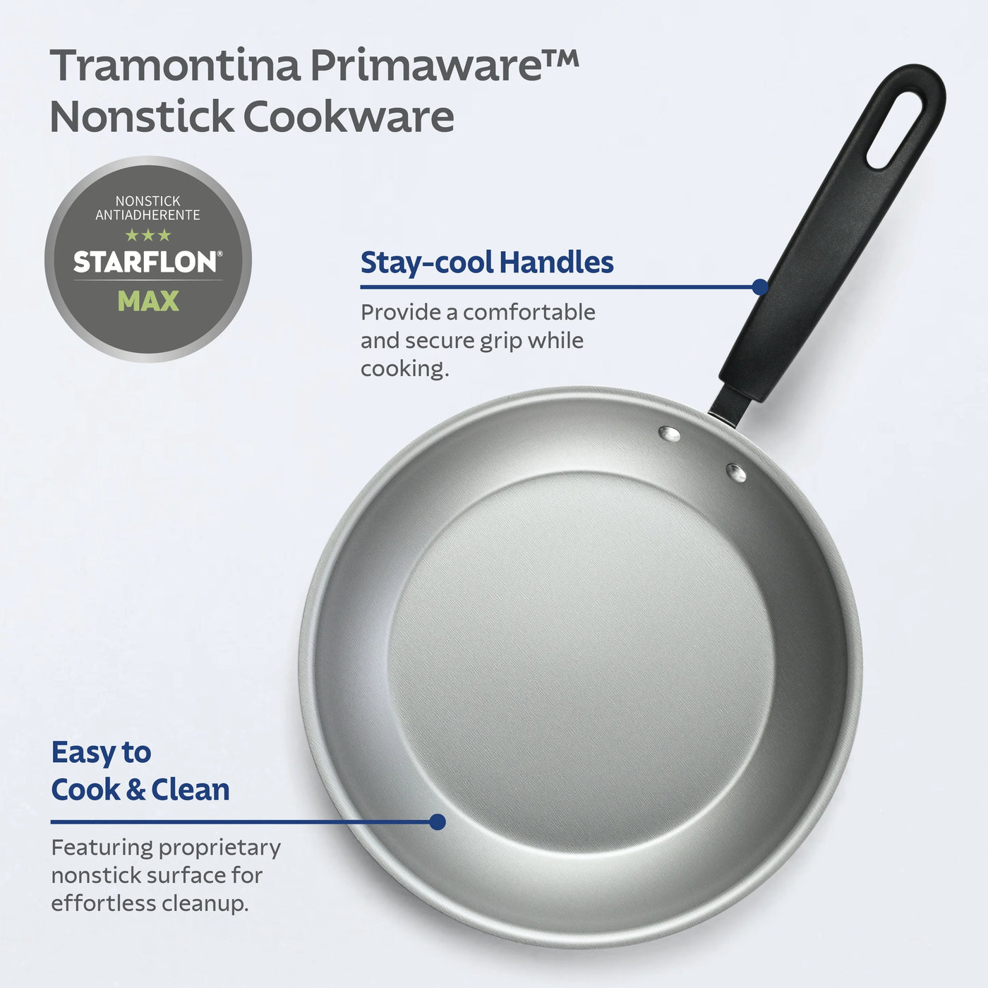 Primaware 3-Piece Nonstick Sauté Pan and Griddle Set, 9.5” and 11” Sauté Pans, and 11” Griddle Blue, for Everyday Home Kitchen Cooking