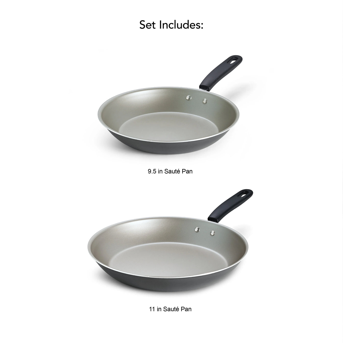 Primaware 2-Piece Nonstick Fry Pan Set, 9.5-Inch and 11-Inch Asphalt, for Everyday Home Kitchen Cooking, Storage and Organization