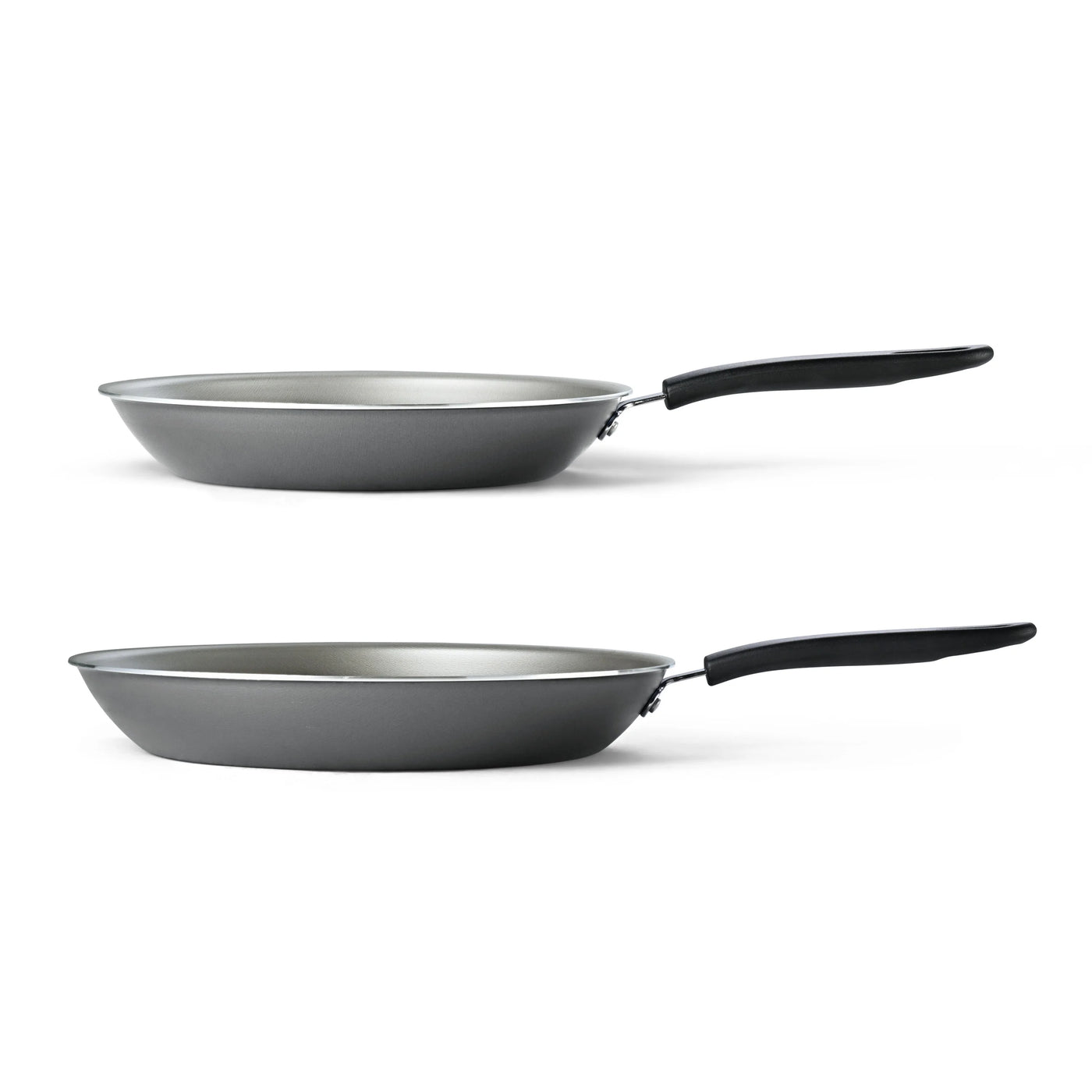 Primaware 2-Piece Nonstick Fry Pan Set, 9.5-Inch and 11-Inch Asphalt, for Everyday Home Kitchen Cooking, Storage and Organization