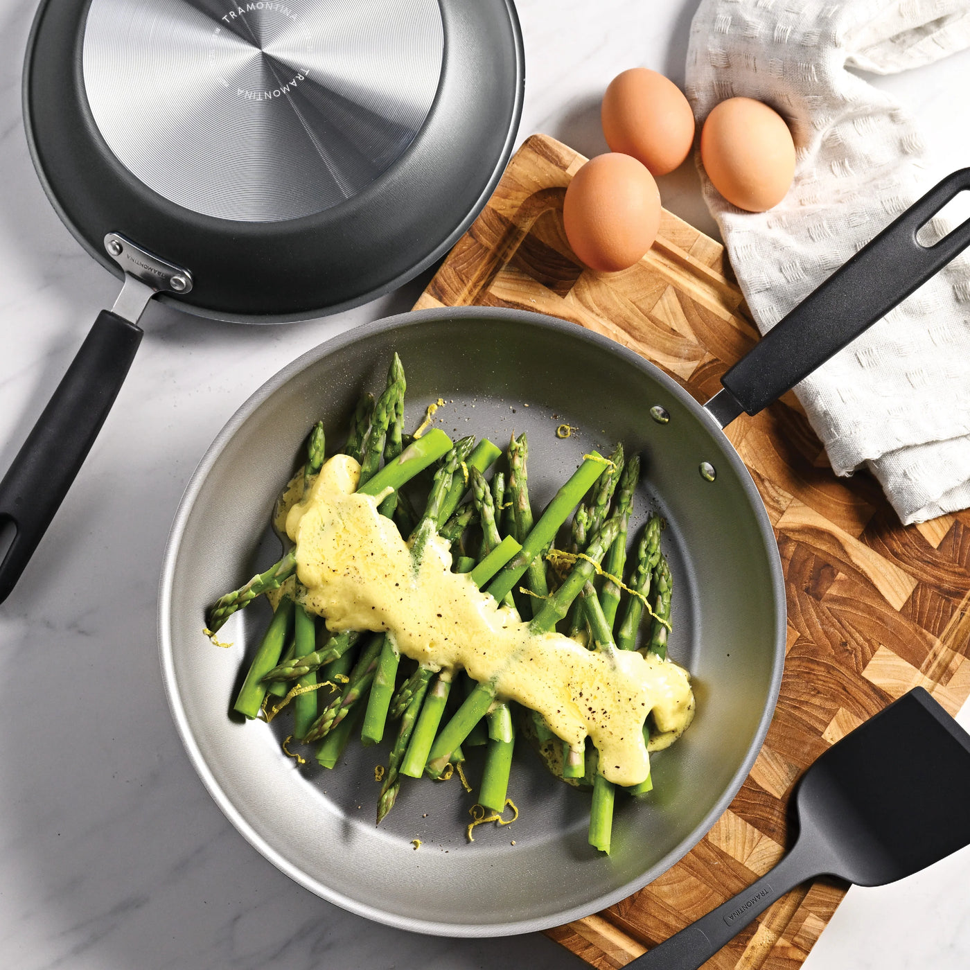 Primaware 2-Piece Nonstick Fry Pan Set, 9.5-Inch and 11-Inch Asphalt, for Everyday Home Kitchen Cooking, Storage and Organization