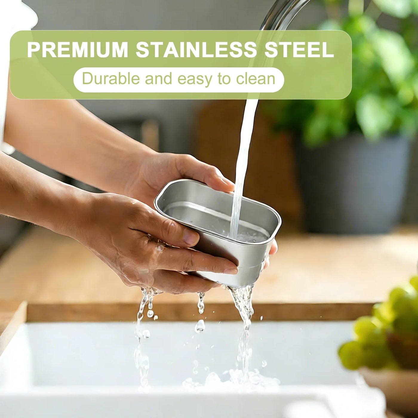 4‑Compartment Stainless Steel Snack Box with Lid, Food‑grade Divided Storage Container for Fruits, Nuts, Spices, and Meal Prep