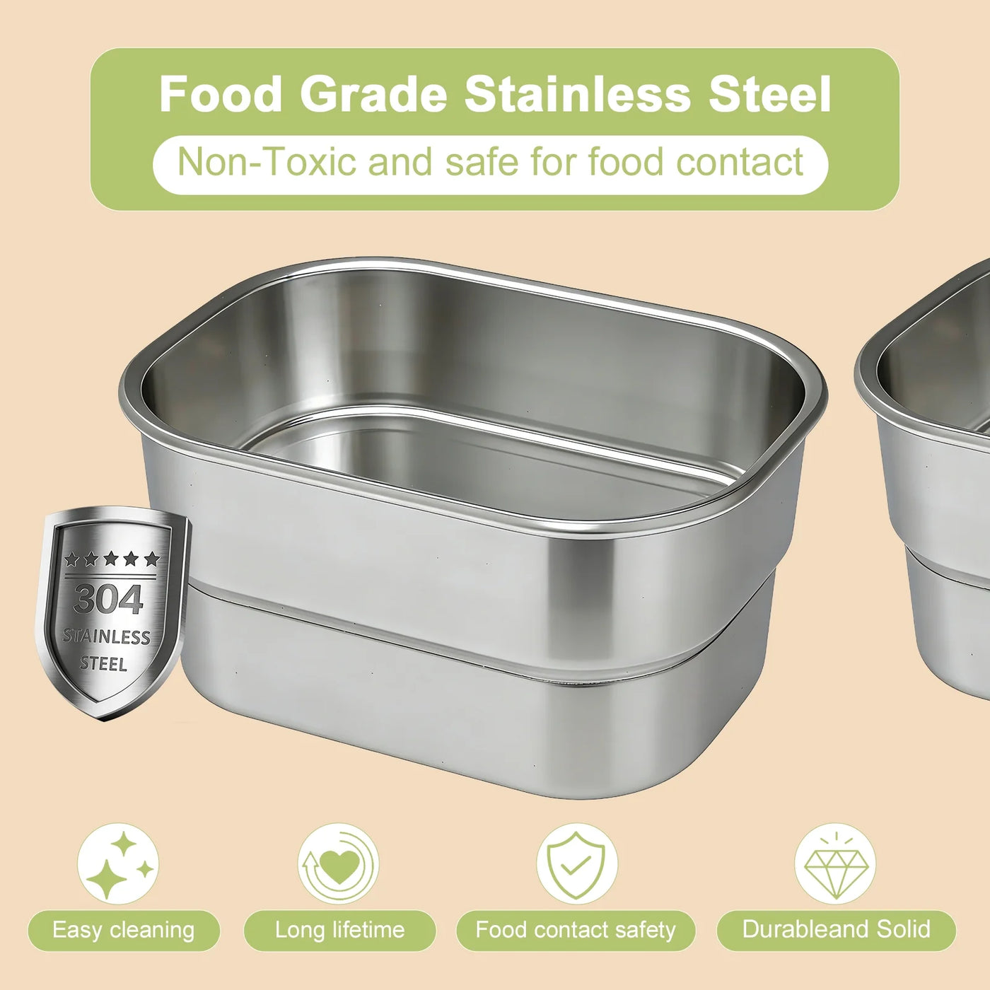 4‑Compartment Stainless Steel Snack Box with Lid, Food‑grade Divided Storage Container for Fruits, Nuts, Spices, and Meal Prep