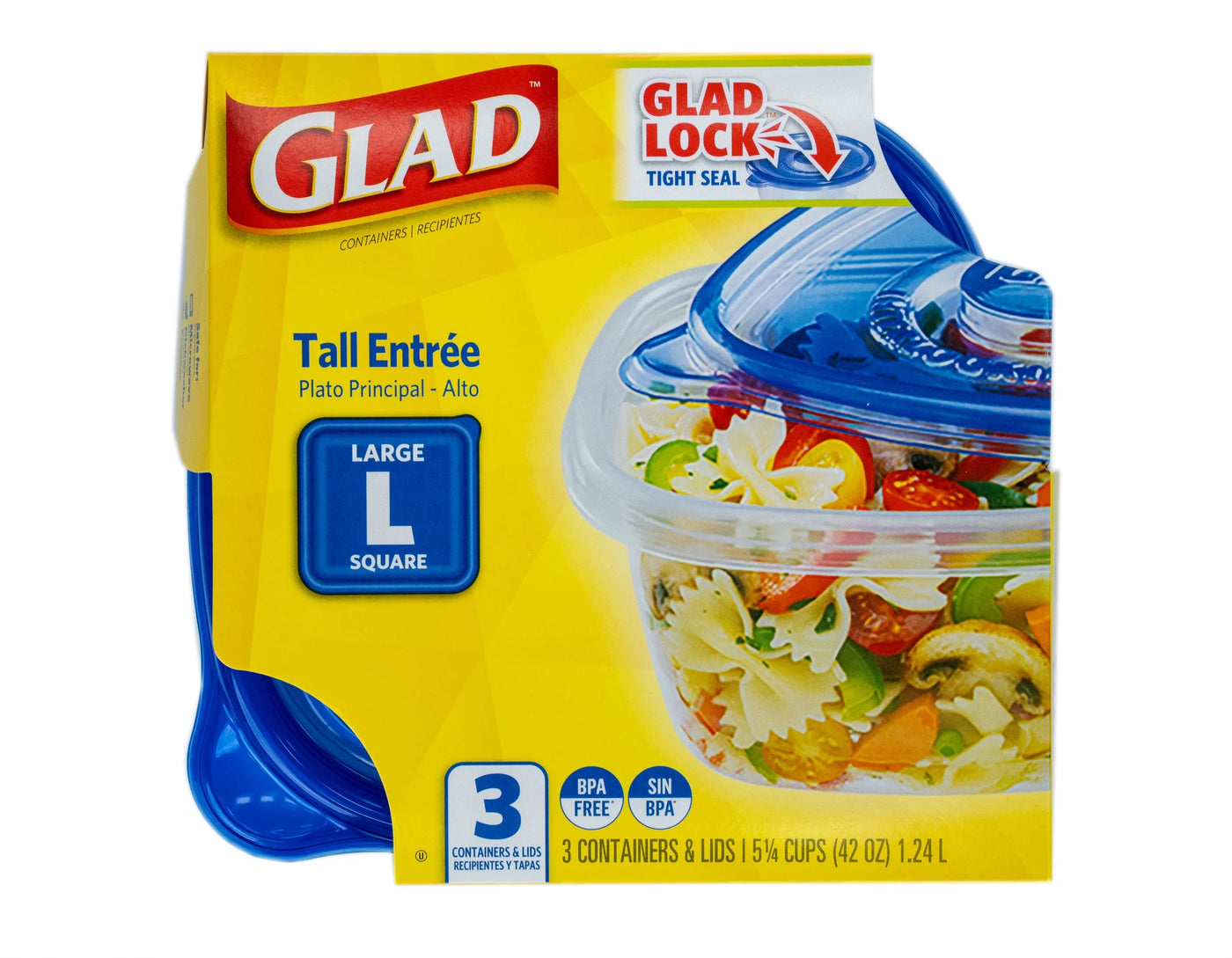 Tall Entrée 42oz Large Square Containers 3ct, for Pantry Organization, Meal Prep and Dry Food Storage