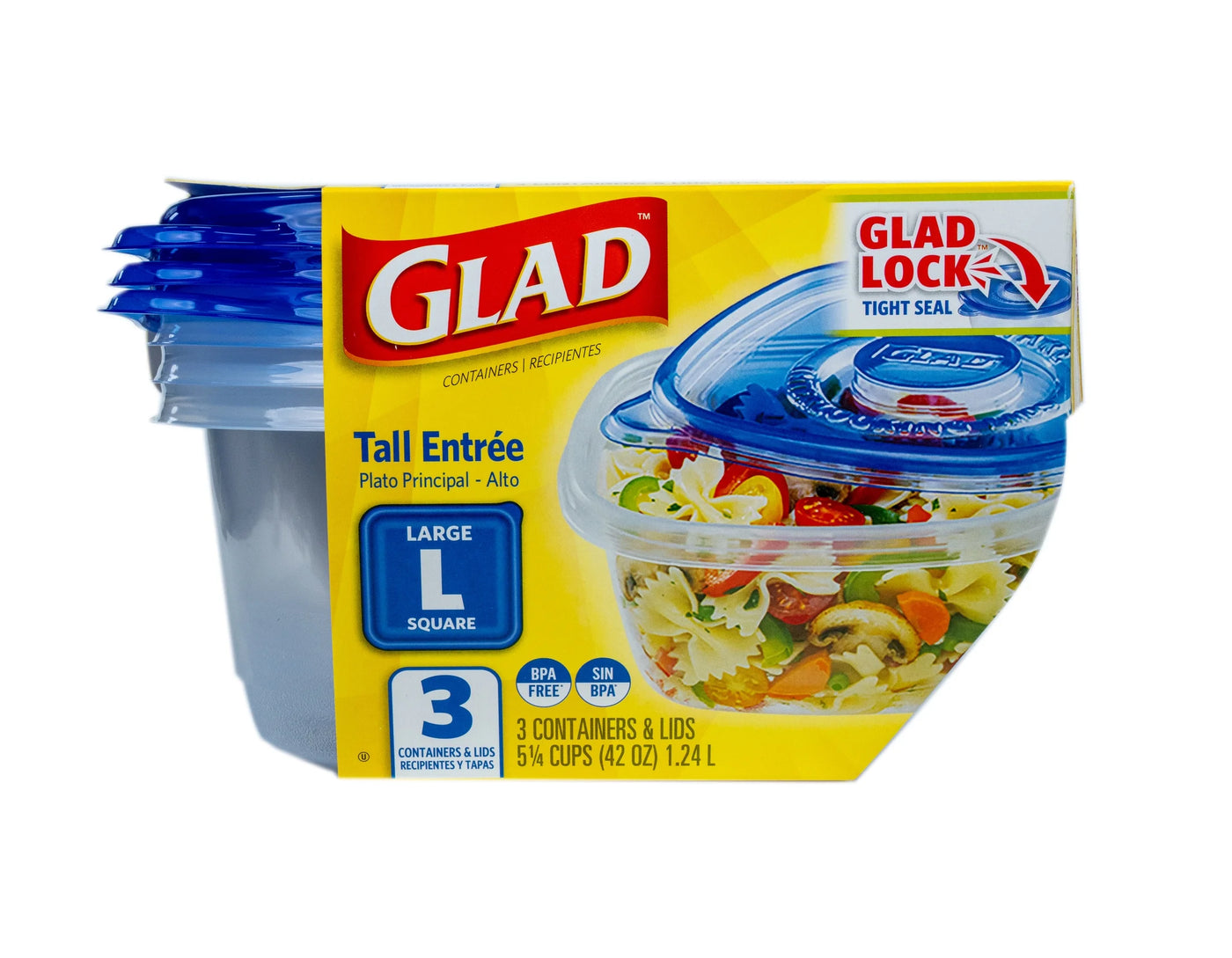 Tall Entrée 42oz Large Square Containers 3ct, for Pantry Organization, Meal Prep and Dry Food Storage