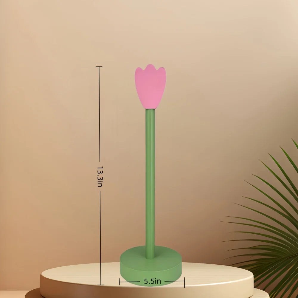 Wooden Paper Towel Holder Countertop, Rustic Standing Paper Towel Roll Stand with Pink Flower Design for Kitchen, Bathroom, Bar