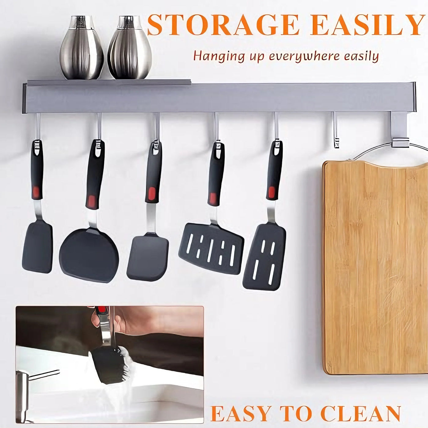Silicone Spatula Turner Set of 5, 600°F Heat Resistant Cooking Spatulas for Nonstick Cookware, Large Flexible Kitchen Utensils BPA Free Rubber Spatula
