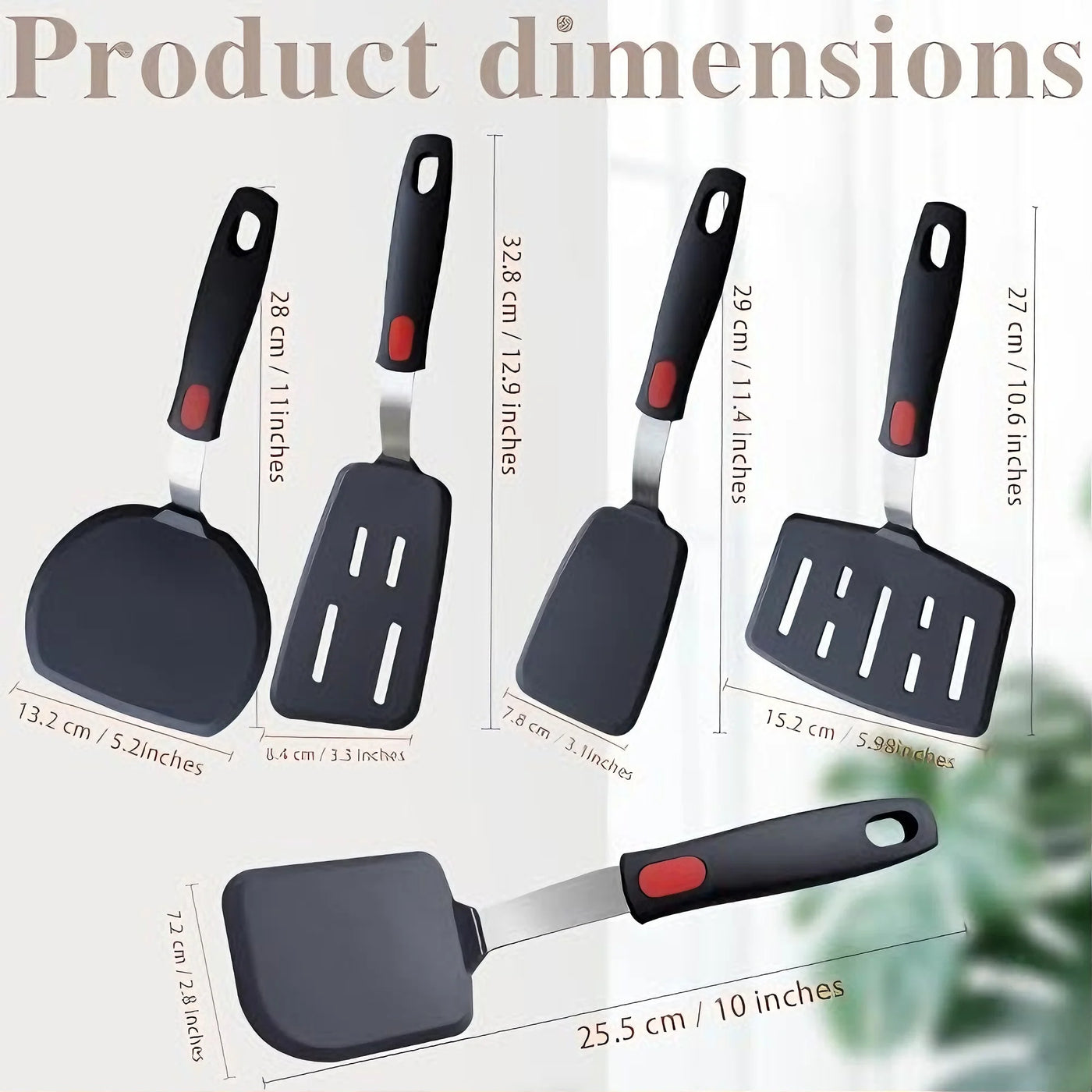 Silicone Spatula Turner Set of 5, 600°F Heat Resistant Cooking Spatulas for Nonstick Cookware, Large Flexible Kitchen Utensils BPA Free Rubber Spatula